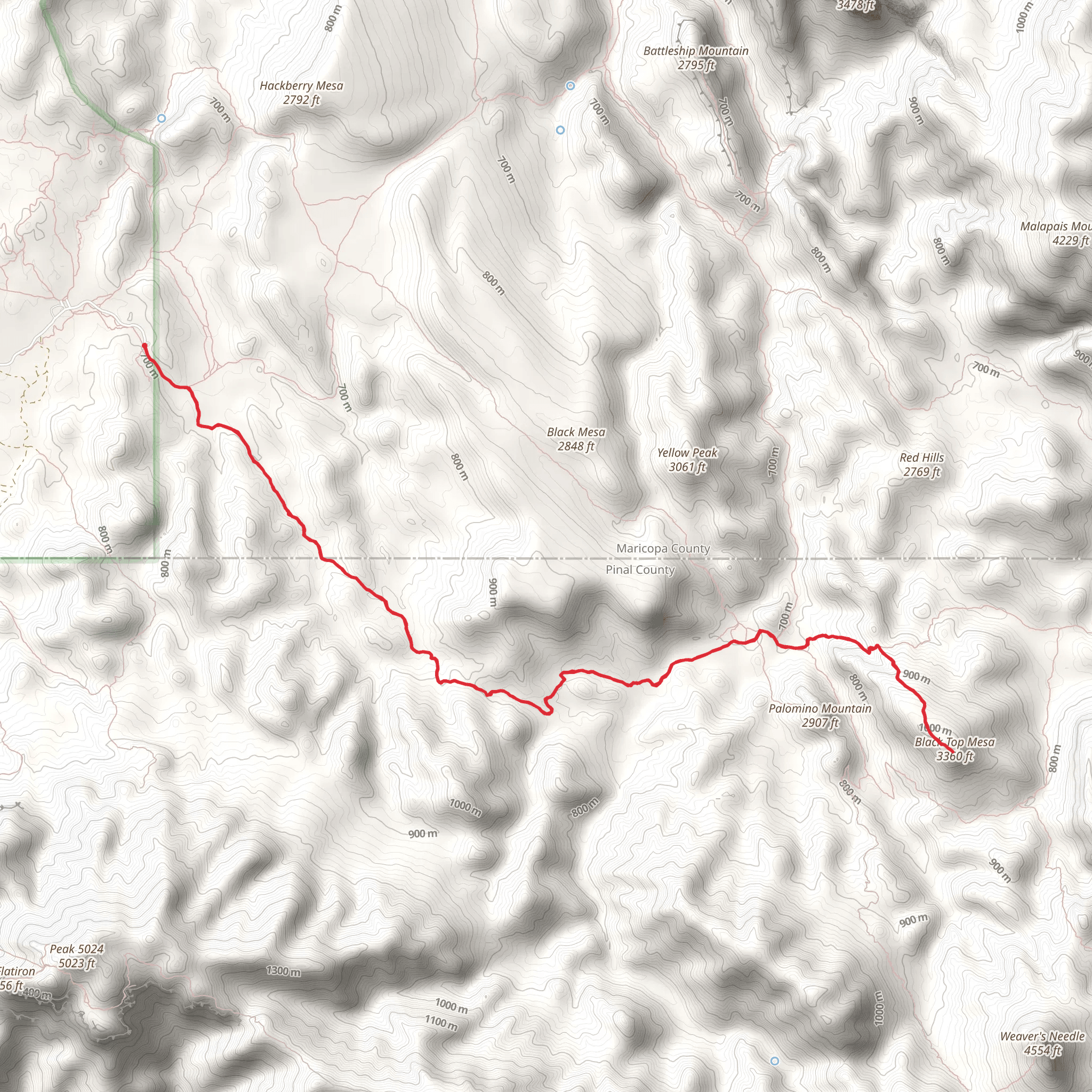 Black Top Mesa via Dutchman Trail mobile static map