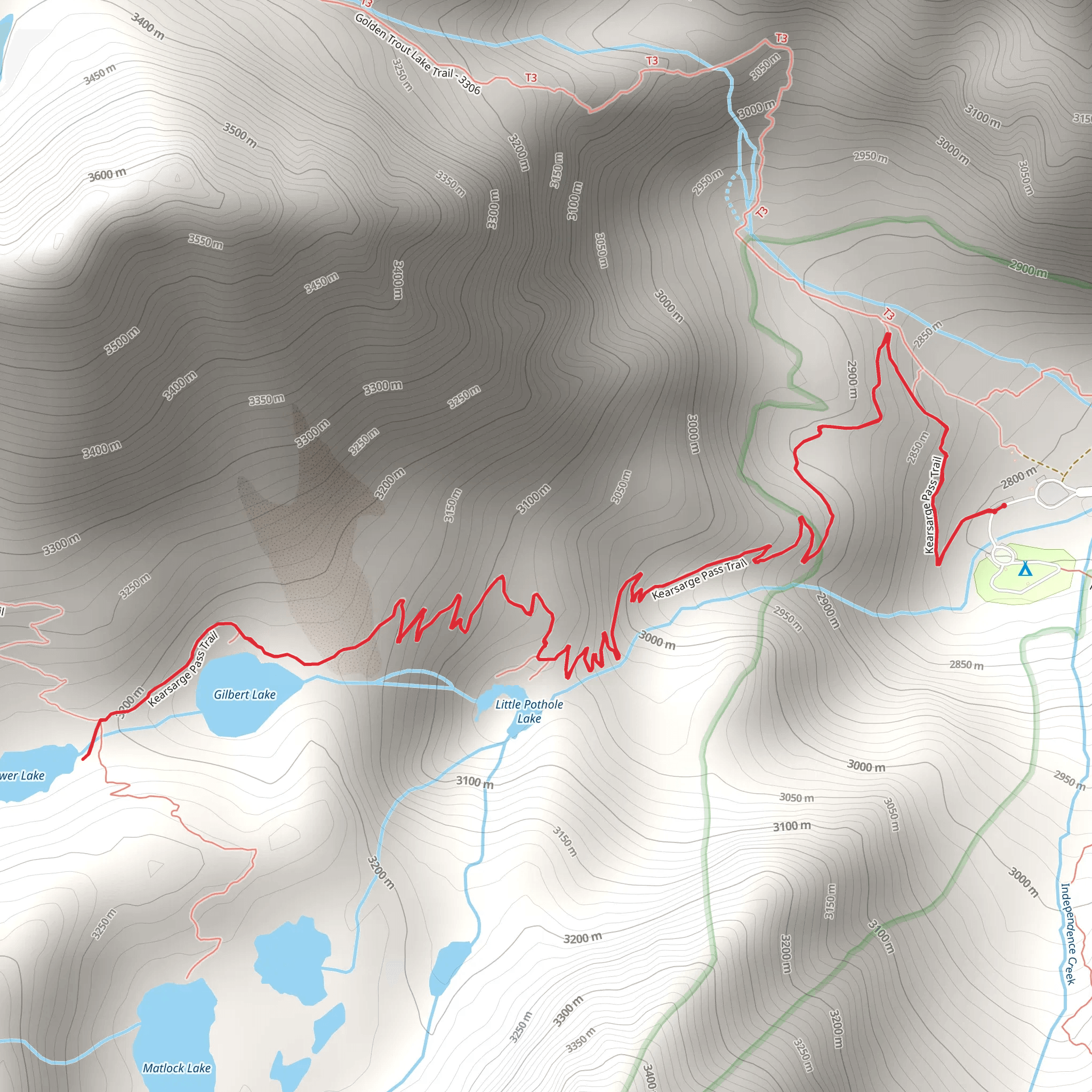 Gilbert and Flower Lake via Kearsarge Pass Trail mobile static map