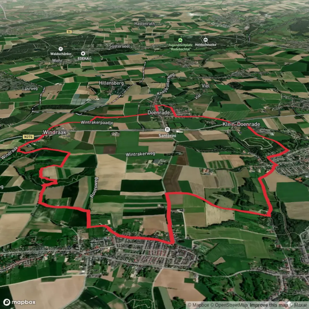 An image depicting the trail Wanenberg and Oirsbeek Loop and its surrounding area.