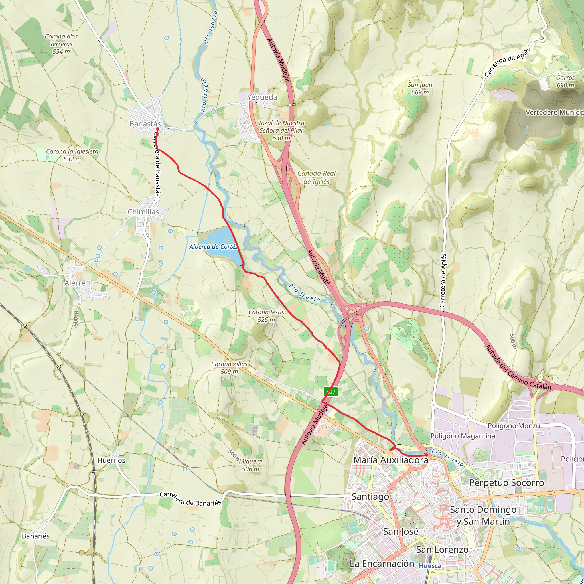 Huesca - Banastas PR HU 140-b mobile static map