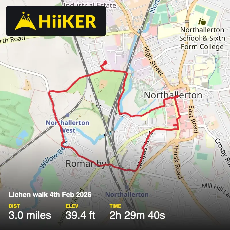 A map preview of the recording Lichen walk 4th Feb 2026.