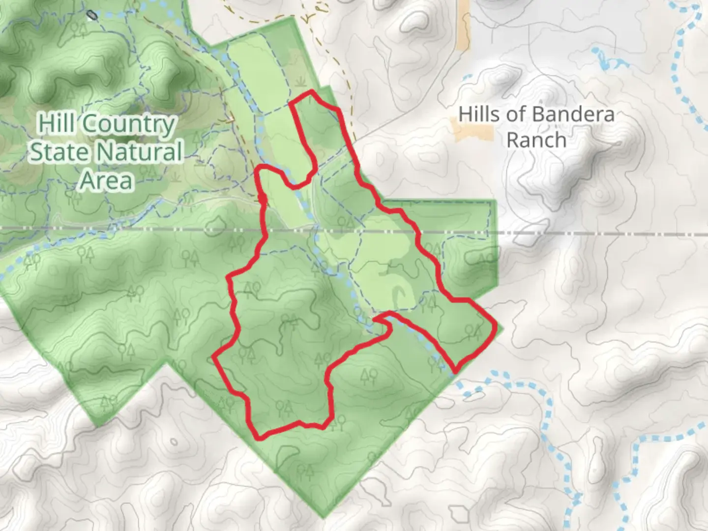 An image depicting the trail The 8 Hightower, 9b Eagle and 2b - Prairie Loop and its surrounding area.