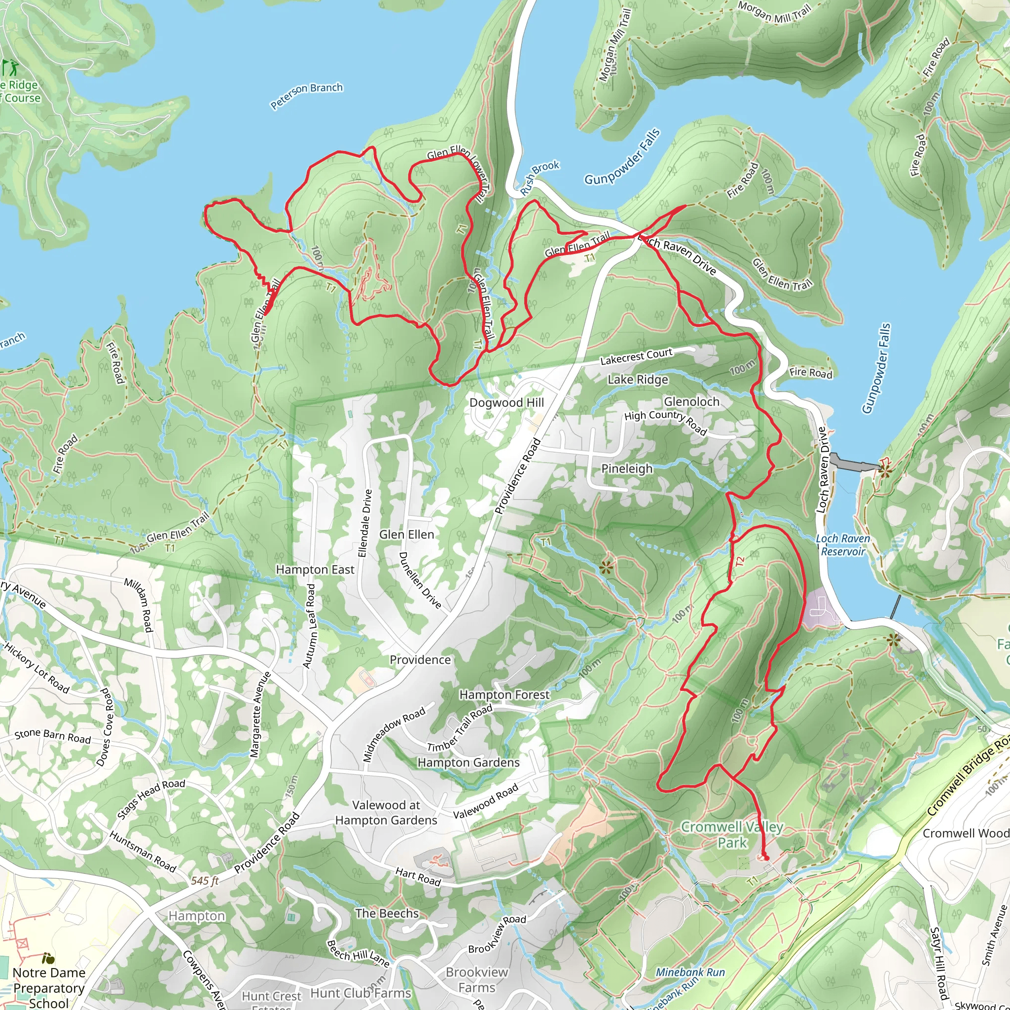 Willow Grove Trail, Sam's Grove Trail and Glen Ellen Lower Loop Trail mobile static map
