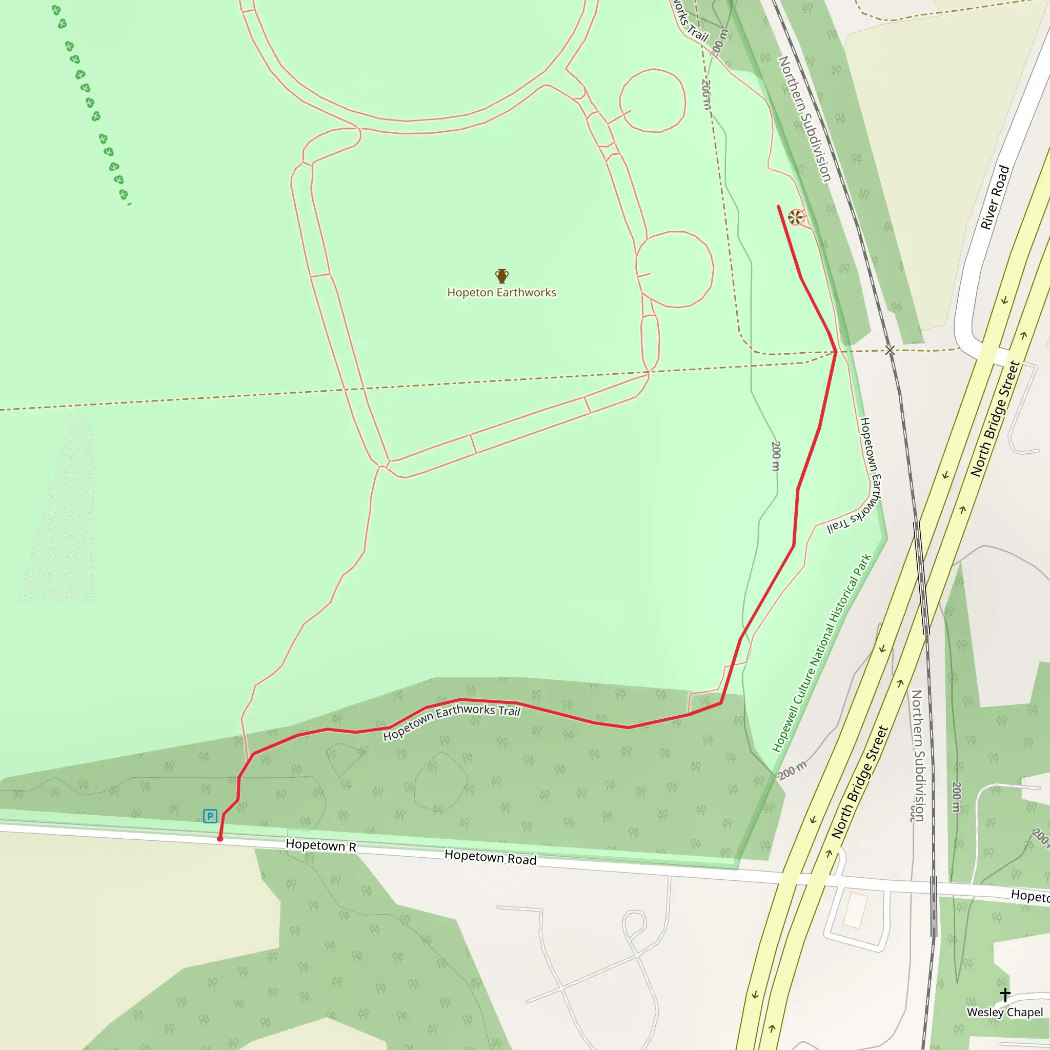 Hopetown Earthworks Trail mobile static map
