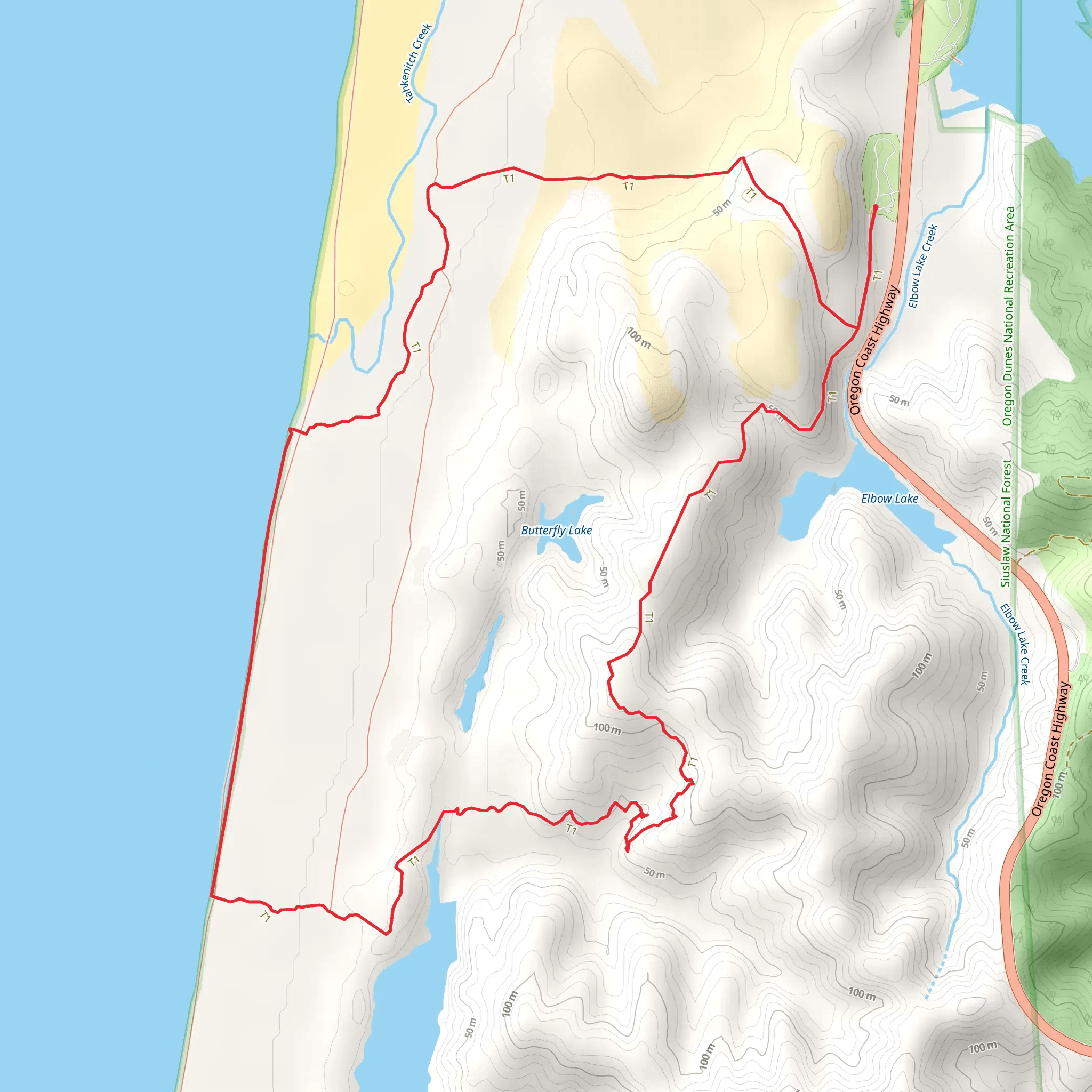 Three Mile Lake North Loop Trail mobile static map