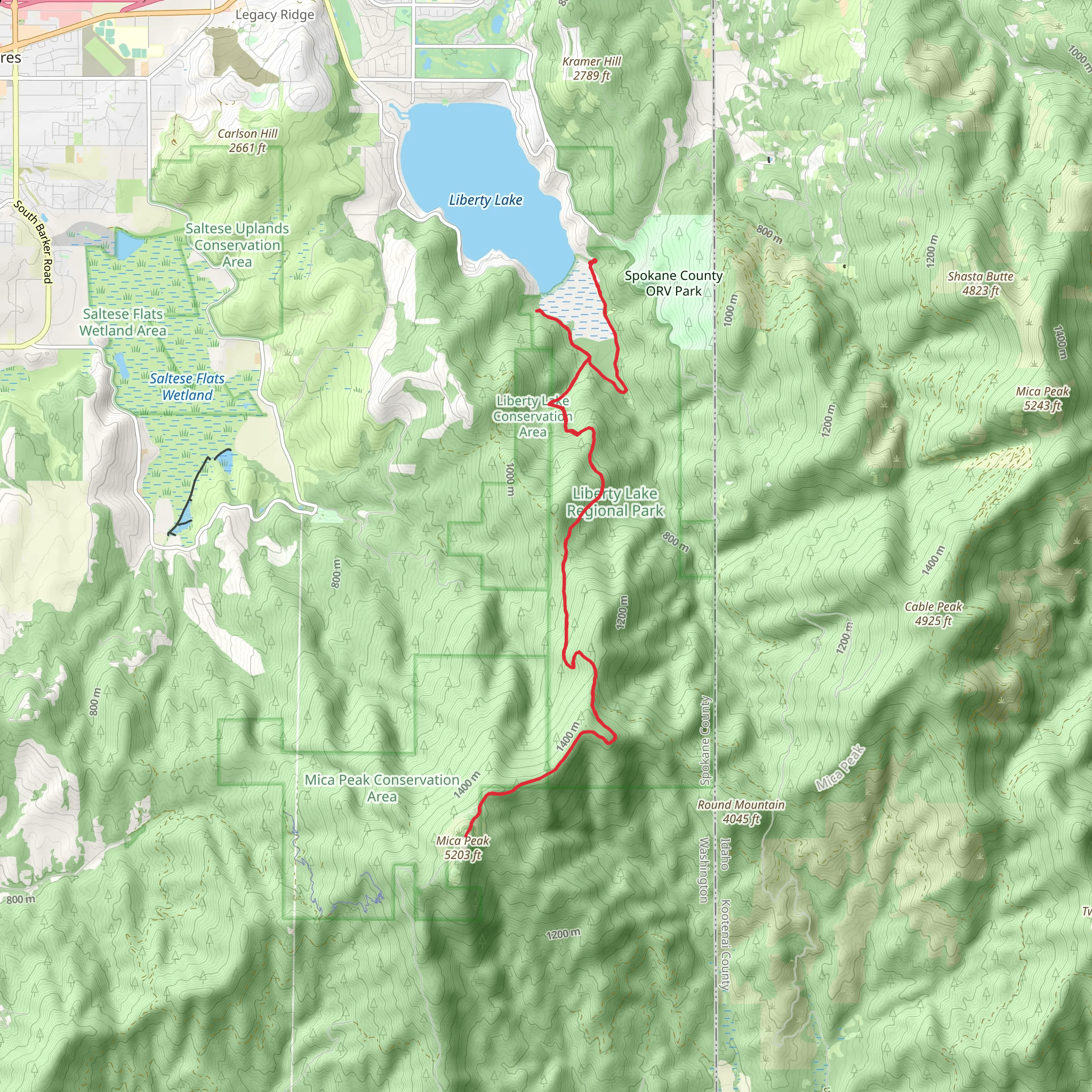 Edith Hansen Trail and Mica Peak mobile static map