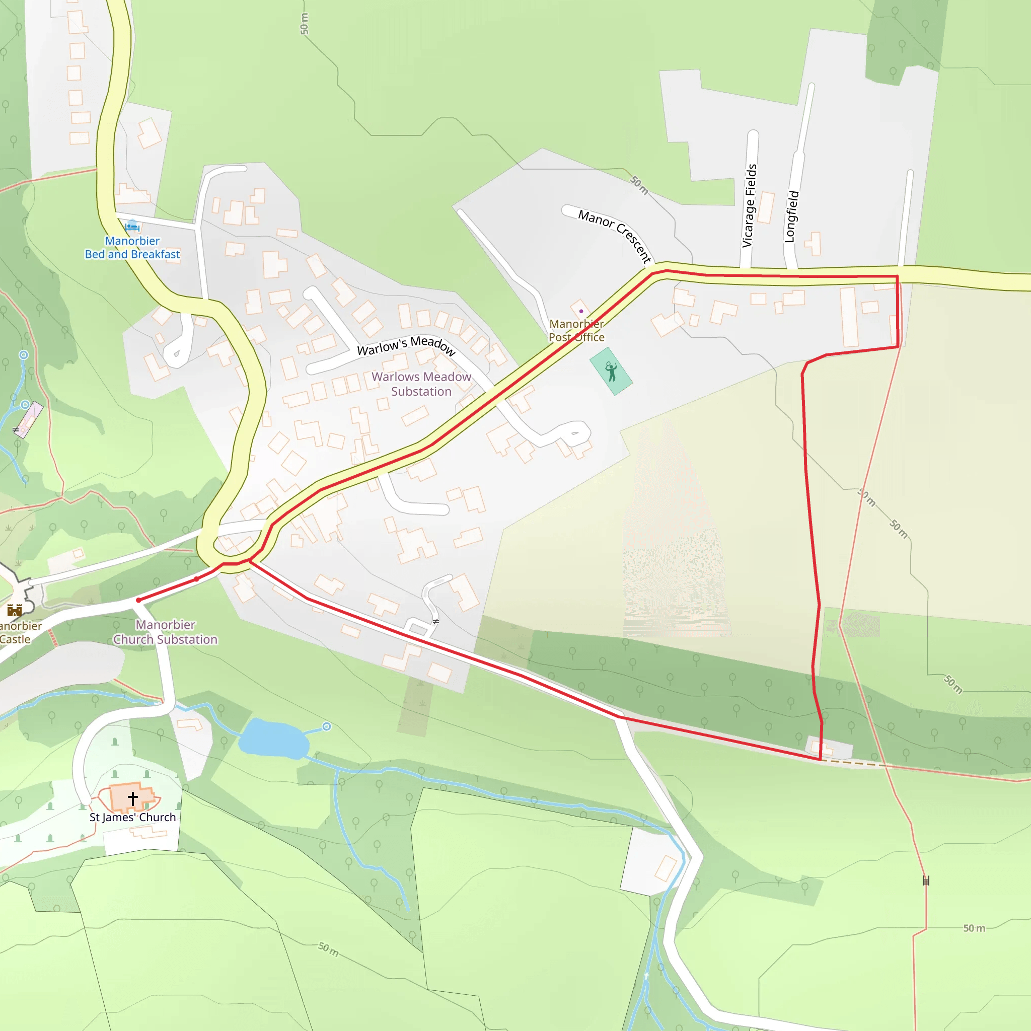 Manorbier Limekiln Path mobile static map