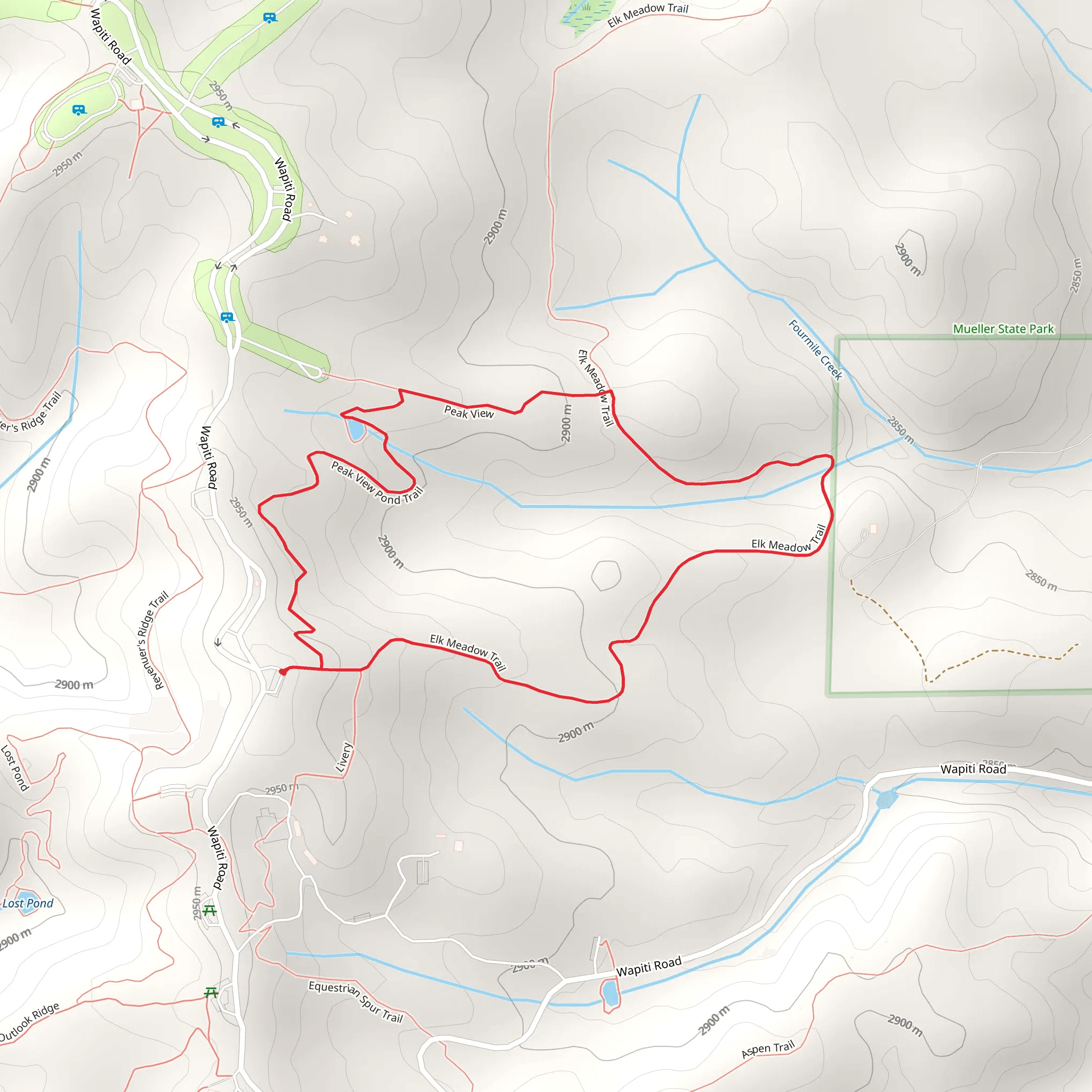 Elk Meadow Trail and Peak View Loop mobile static map