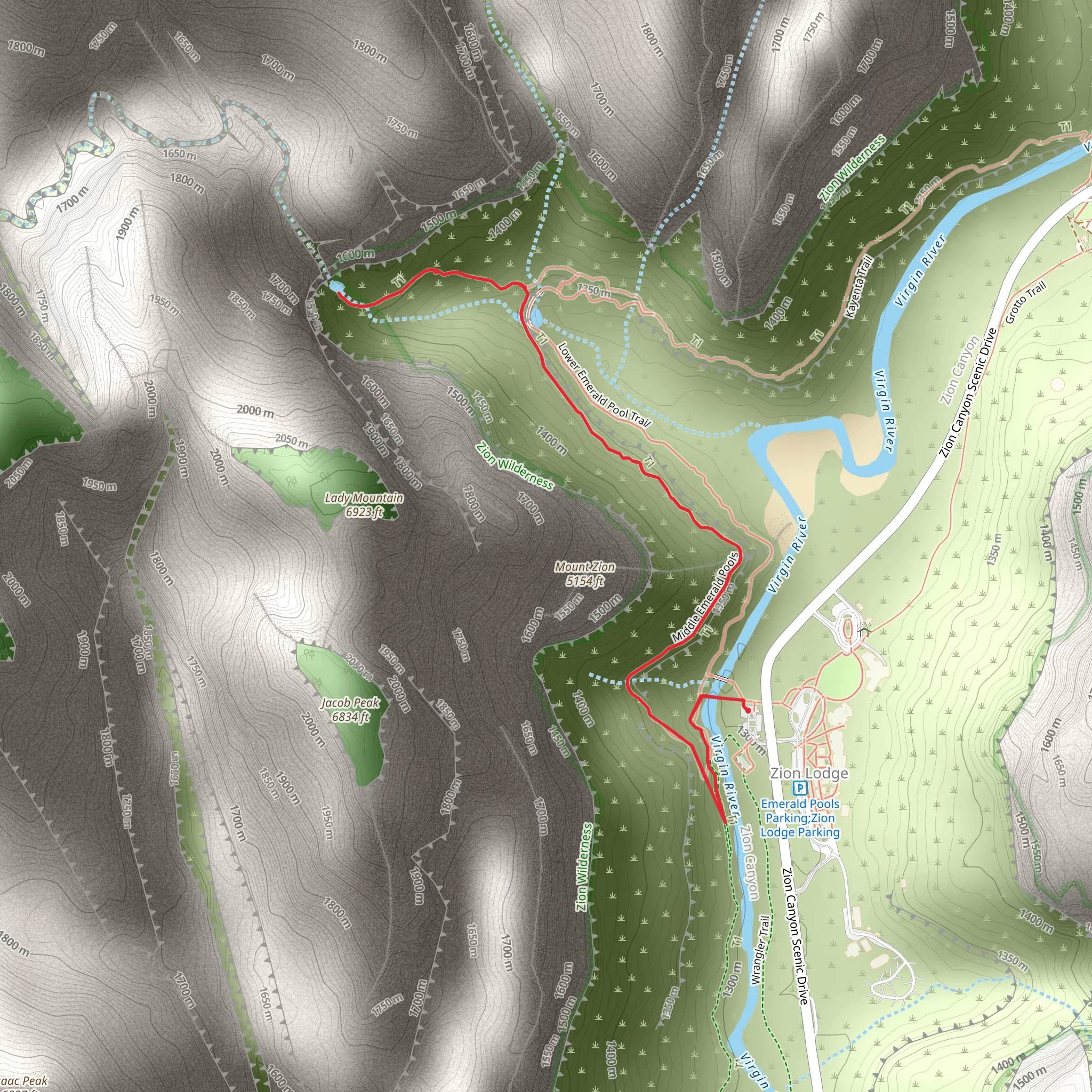 Upper Emerald Pool via Sand Bench Trail mobile static map