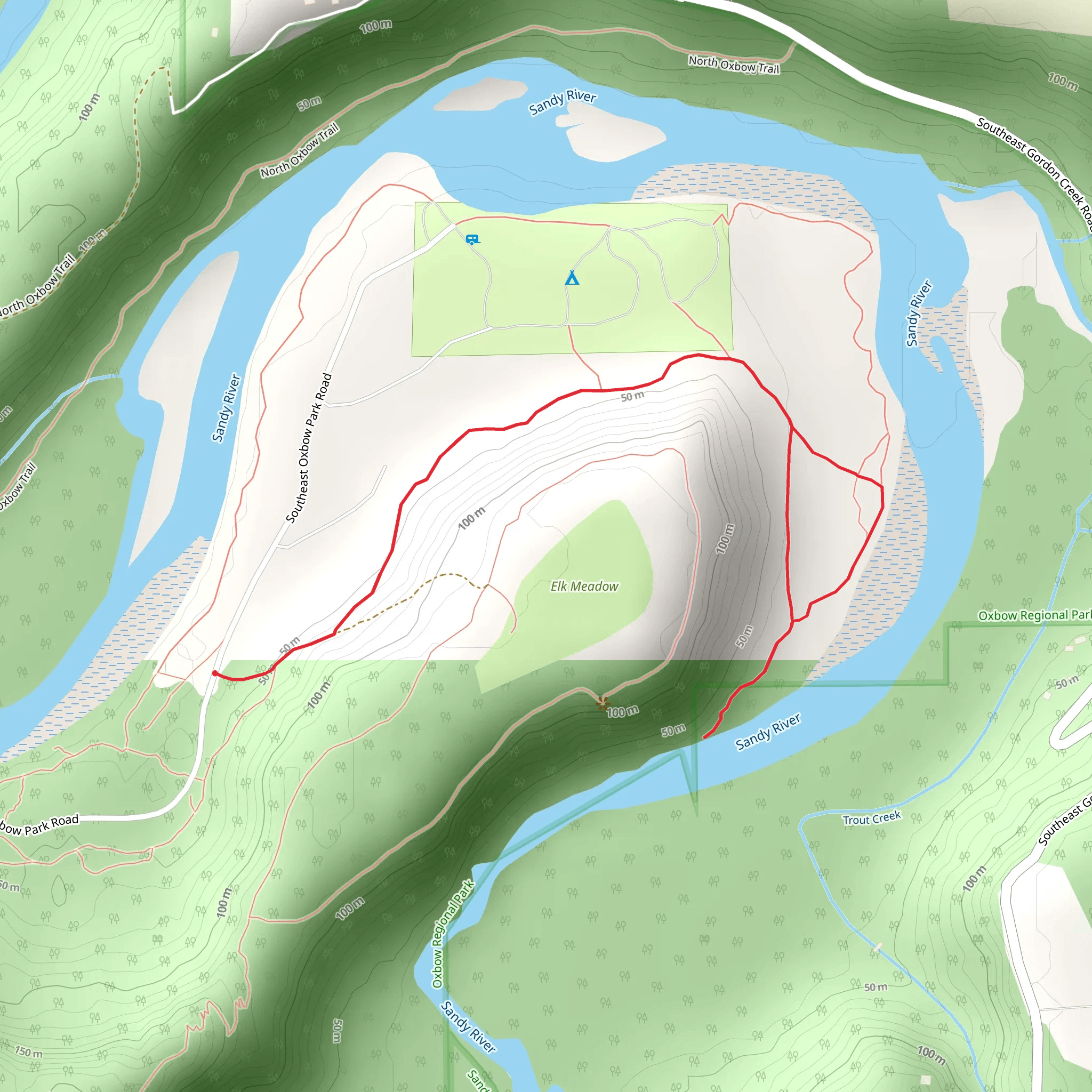 Sandy River from Southeast Oxbow Park Road mobile static map