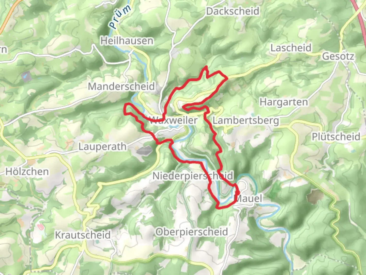 An image depicting the trail Maxweiler Loop and its surrounding area.