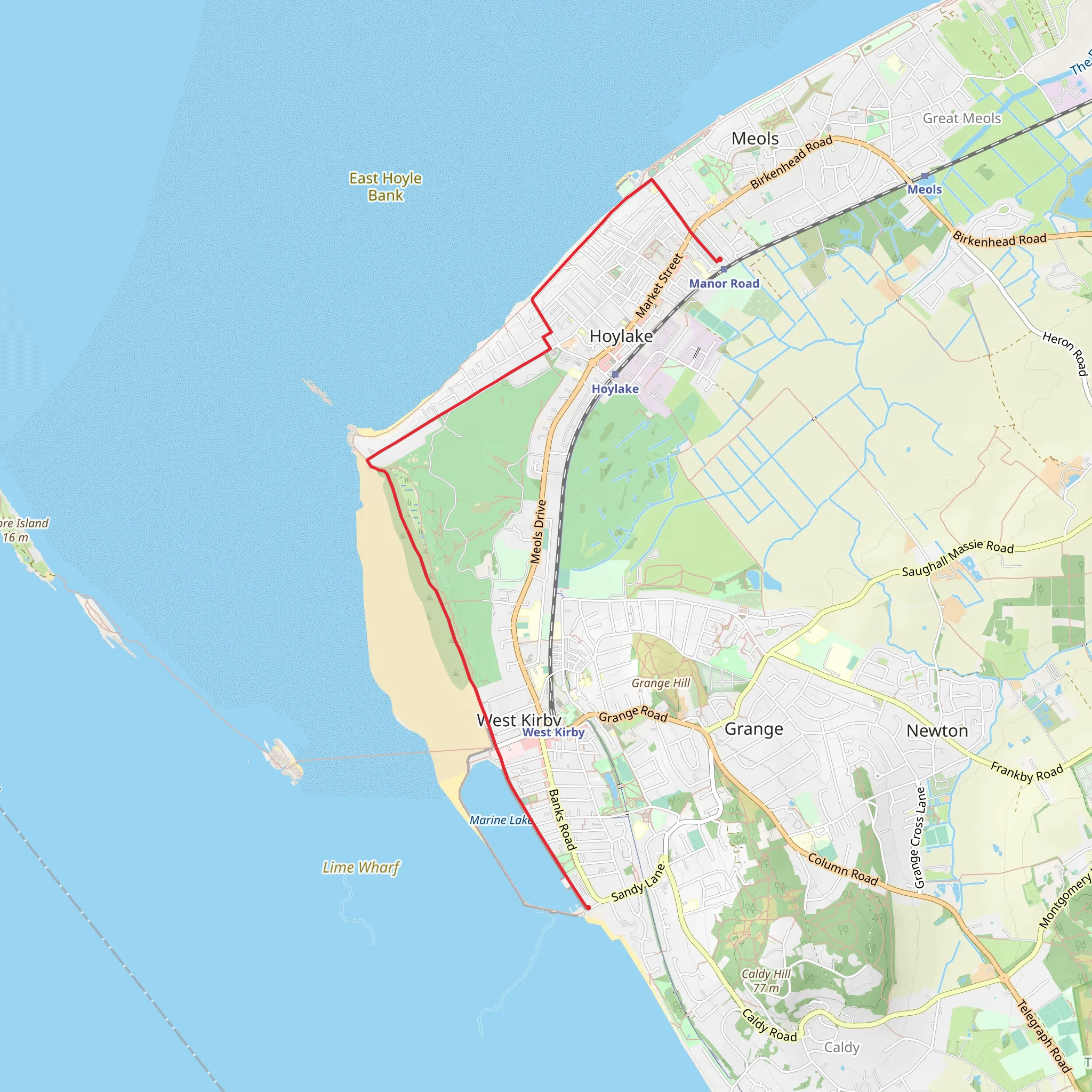 Hoylake to West Kirby Walk mobile static map