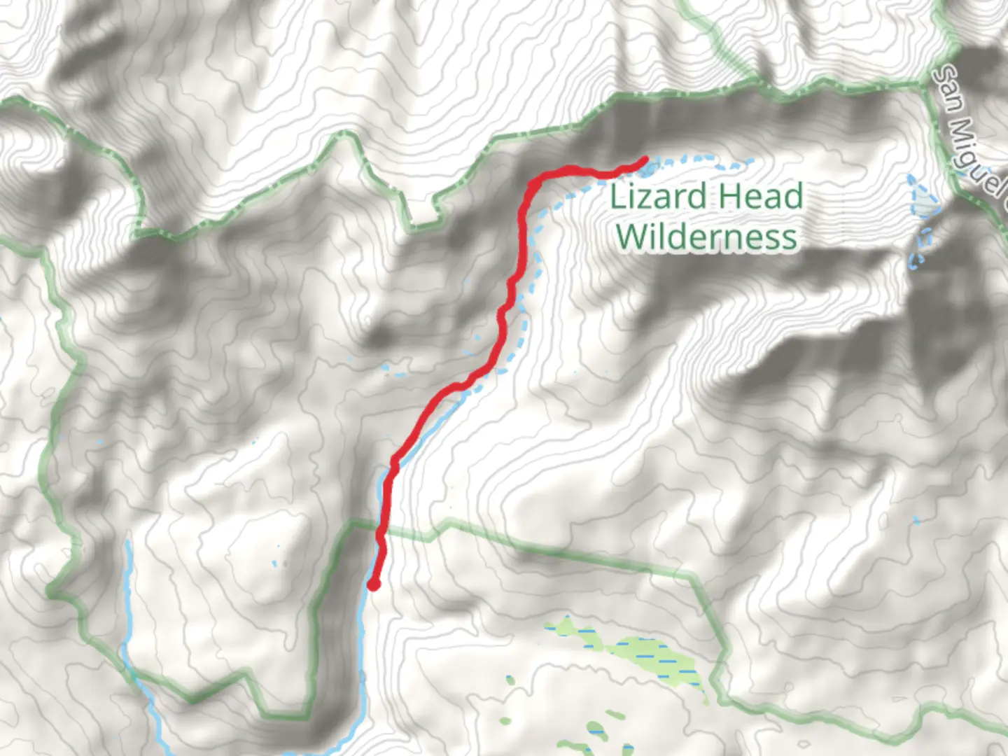 An image depicting the trail West Dolores River and Navajo Lake Trail and its surrounding area.