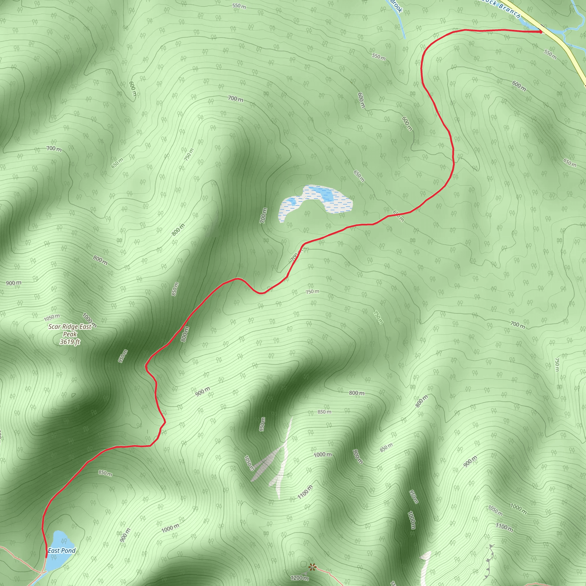 East Pond Trail from Kancamagus Highway mobile static map