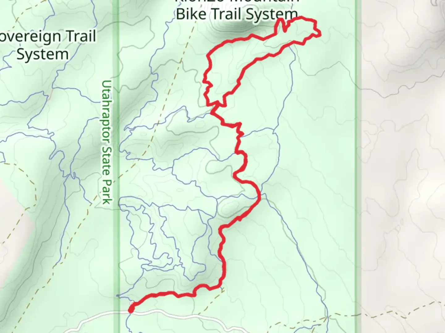 An image depicting the trail Cross Canyon and Wahoo Loop and its surrounding area.