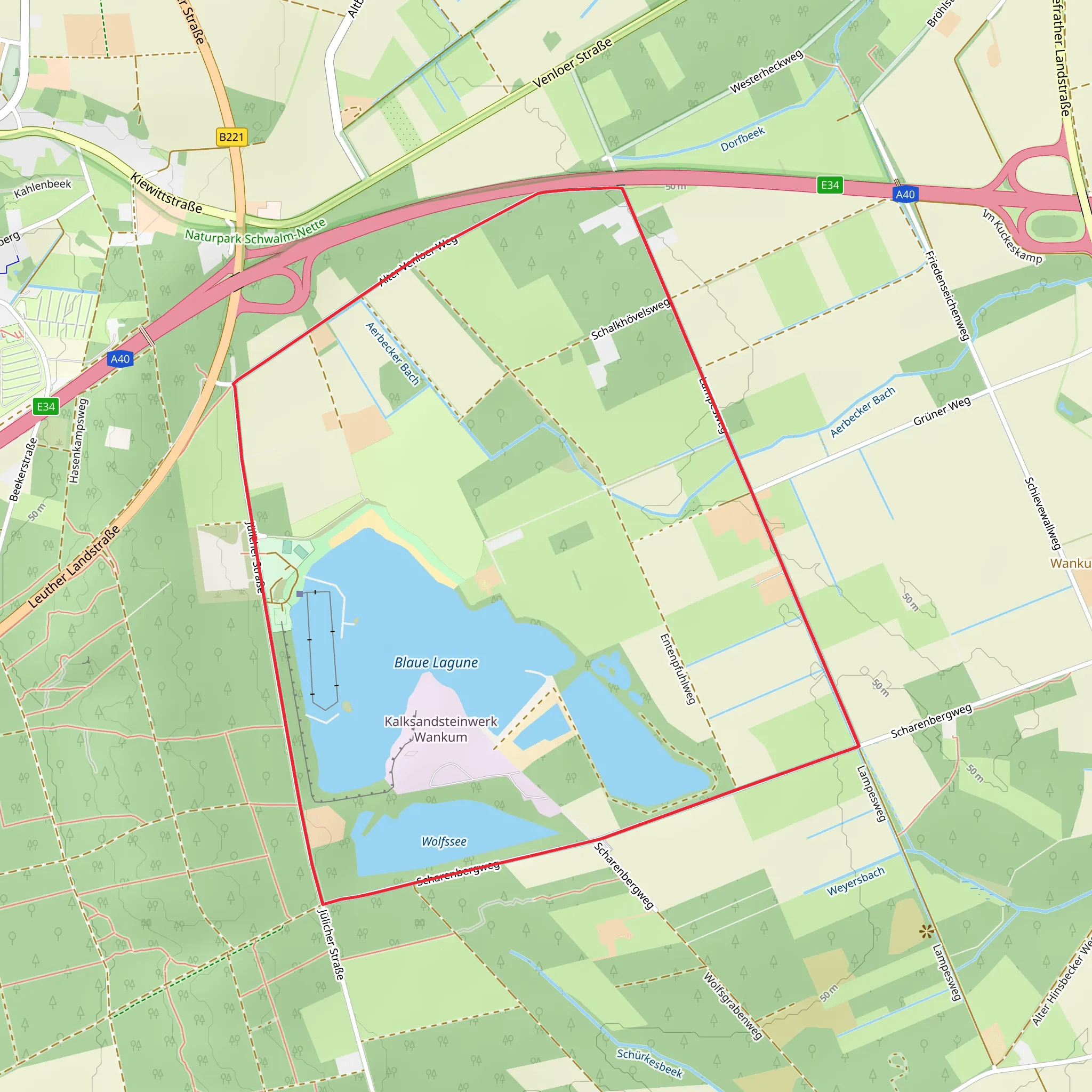 Wolfssee via Wankumer Heide Sued mobile static map