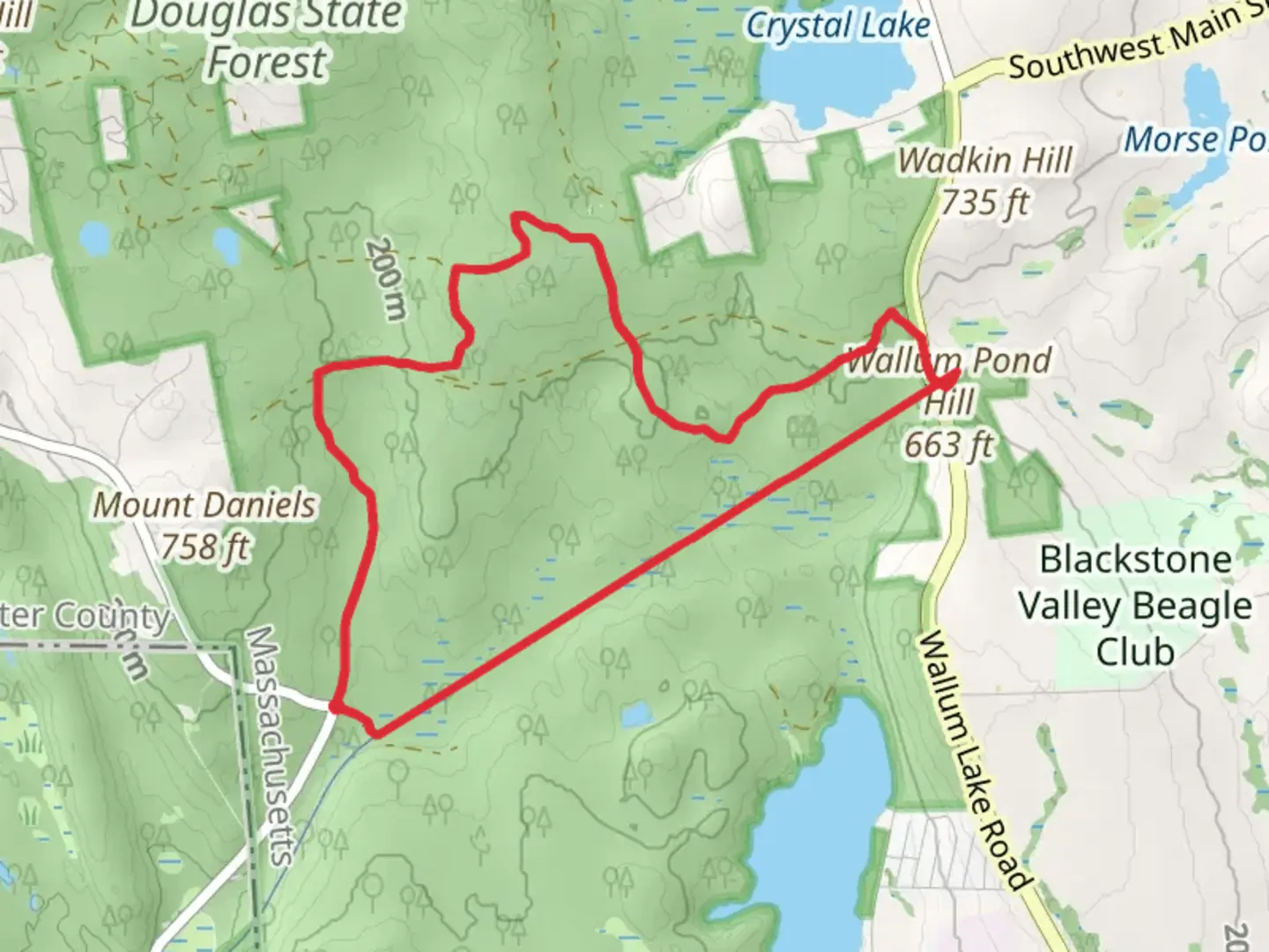 An image depicting the trail Wallum Pond Hill and Streeter Loop Trail and its surrounding area.