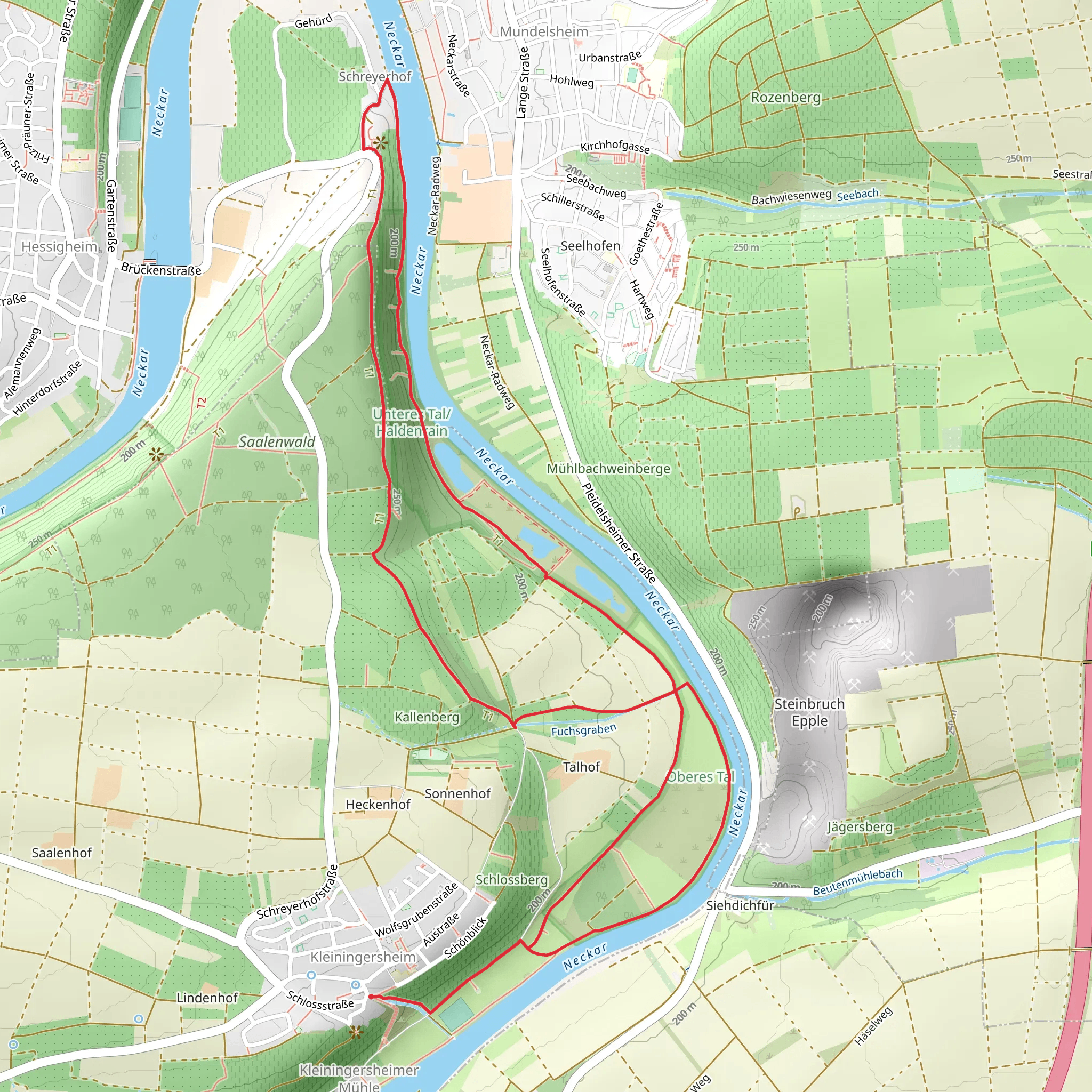 Neckar, Schreyerhof and Overes Tal Loop mobile static map