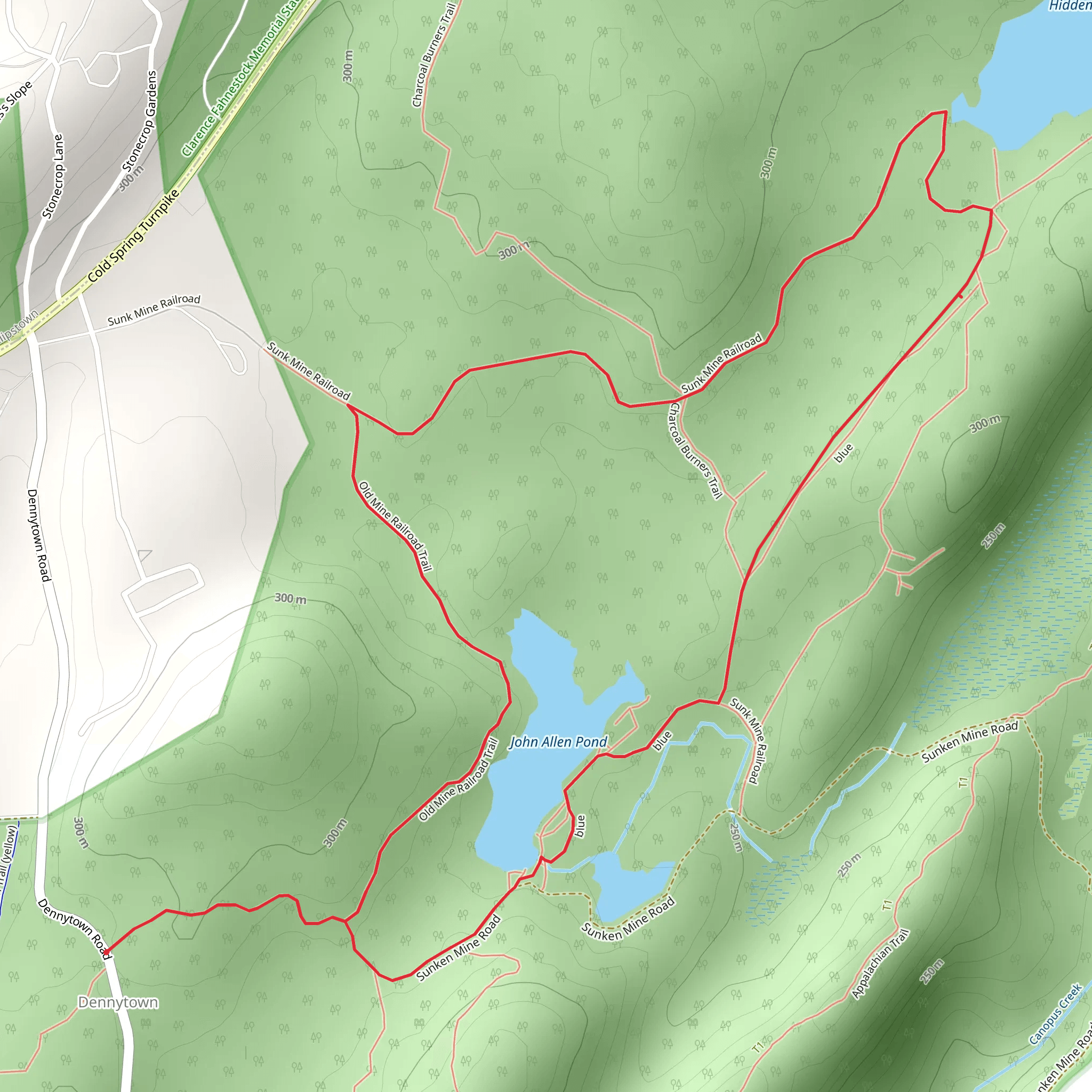 Hidden Lake and John Allen Pond Loop Trail mobile static map
