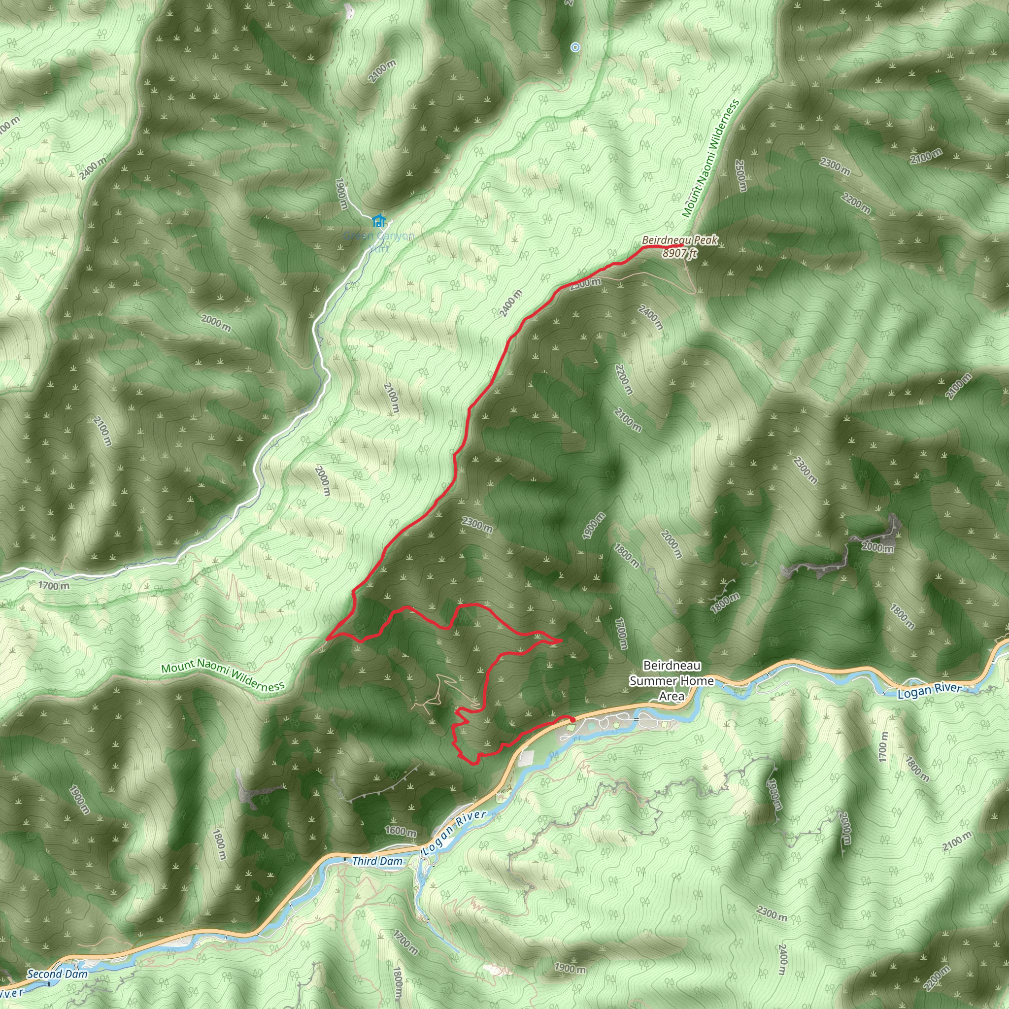 Beirdneau Peak Trail and Wind Cave Way Trail mobile static map