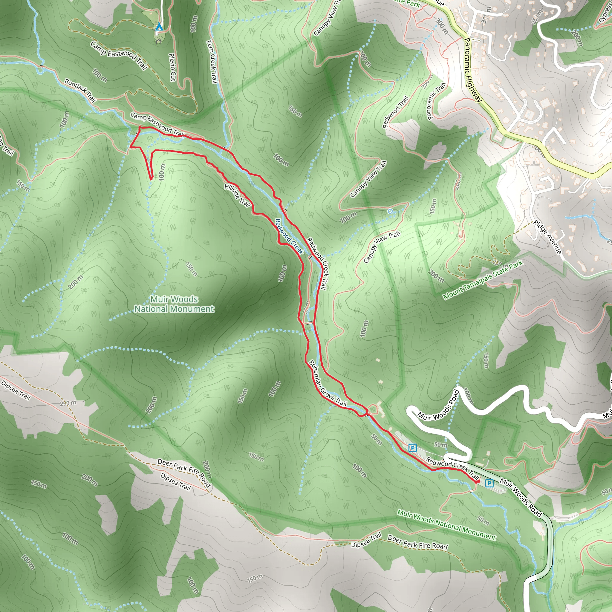 Fern Creek and Hillside Loop Trail mobile static map