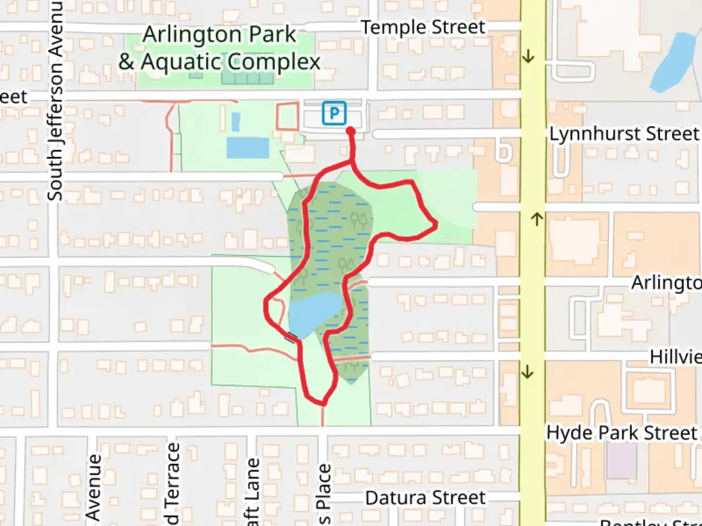 An image depicting the trail Waldemere Street Loop and its surrounding area.