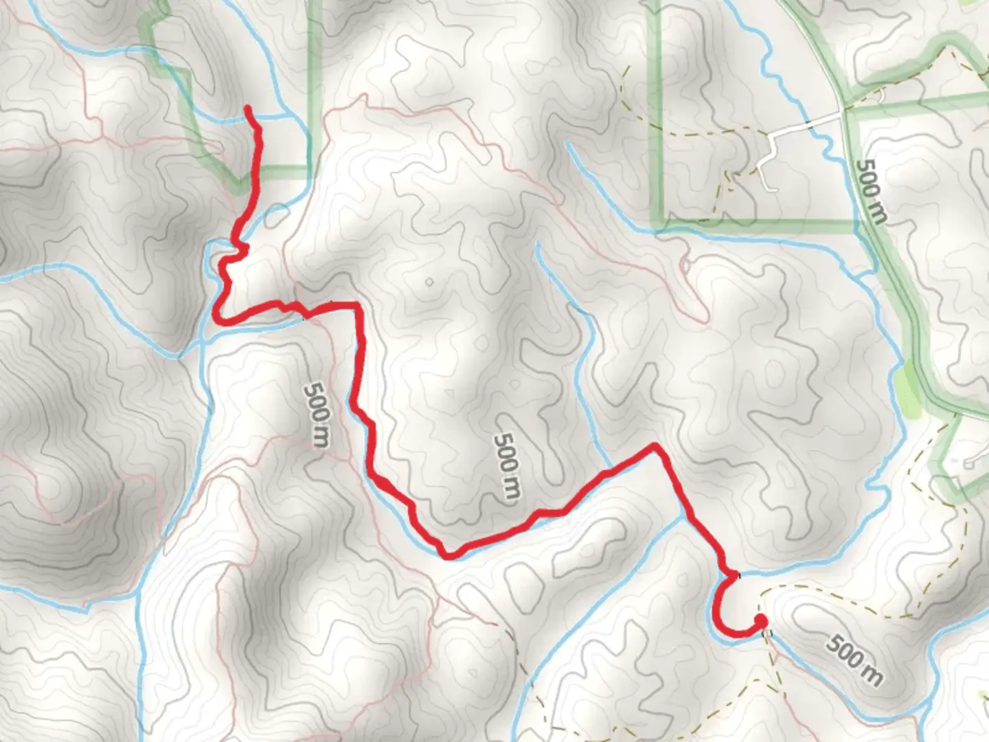 An image depicting the trail Wildcat Creek and Fall Creek and its surrounding area.