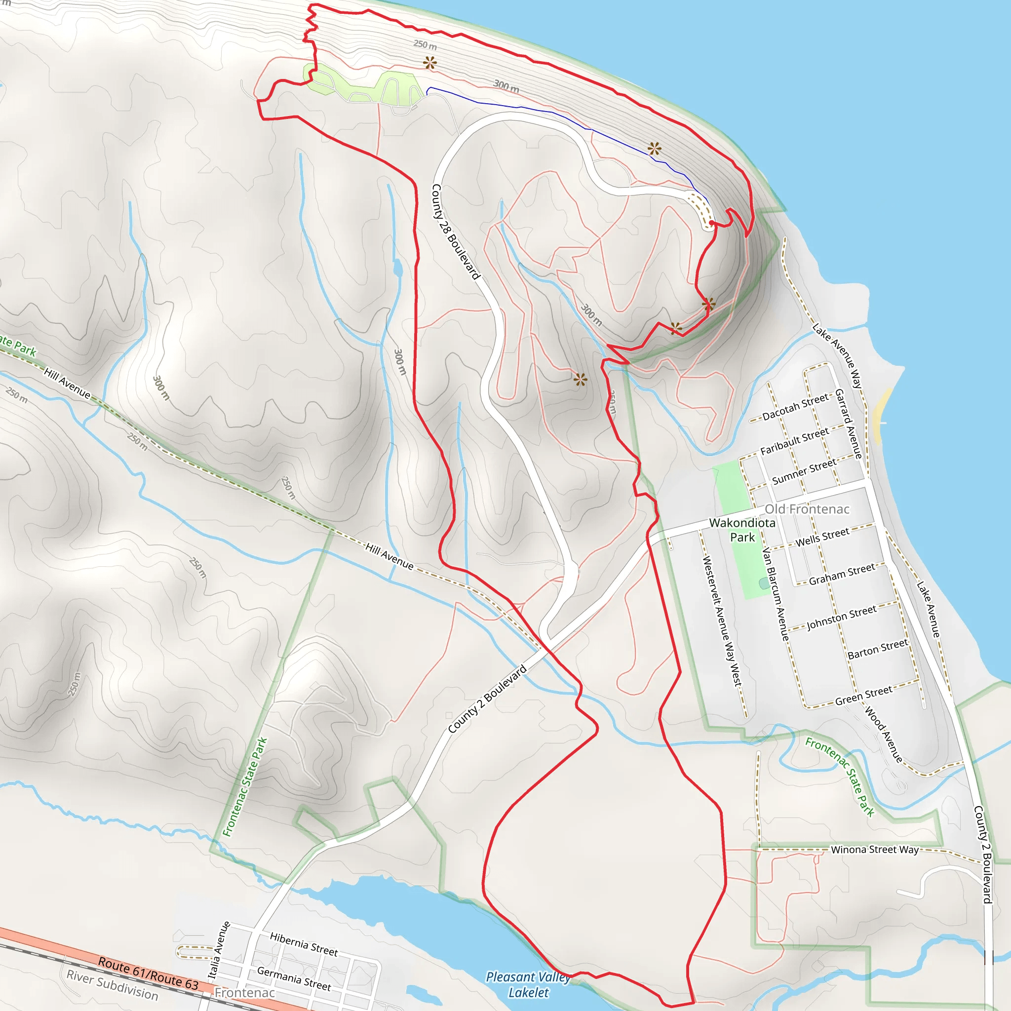 Pleasant Valley Lakelet - Frontenac State Park Loop mobile static map