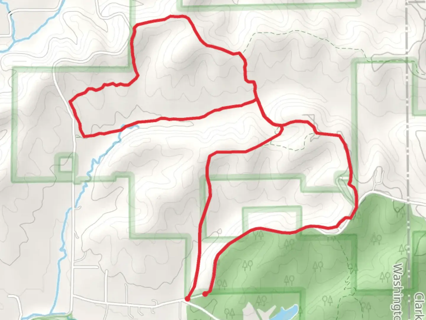 An image depicting the trail Clark State Forest Horse Loop Trail and its surrounding area.