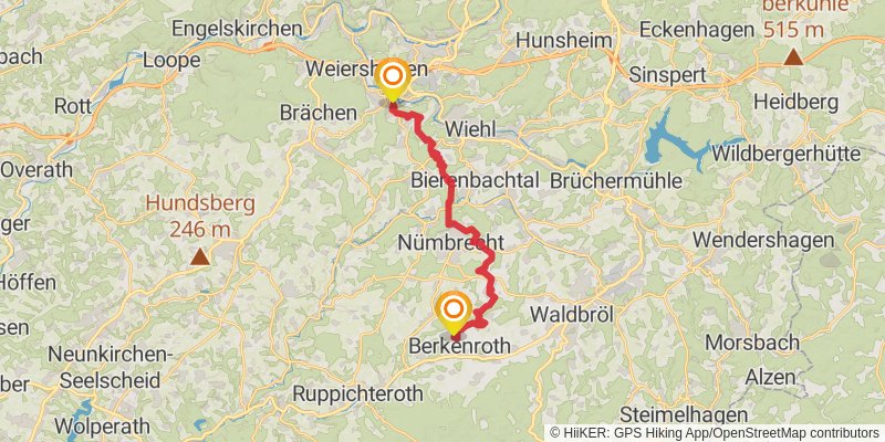 Bergischer Panoramasteig stage 13 Map