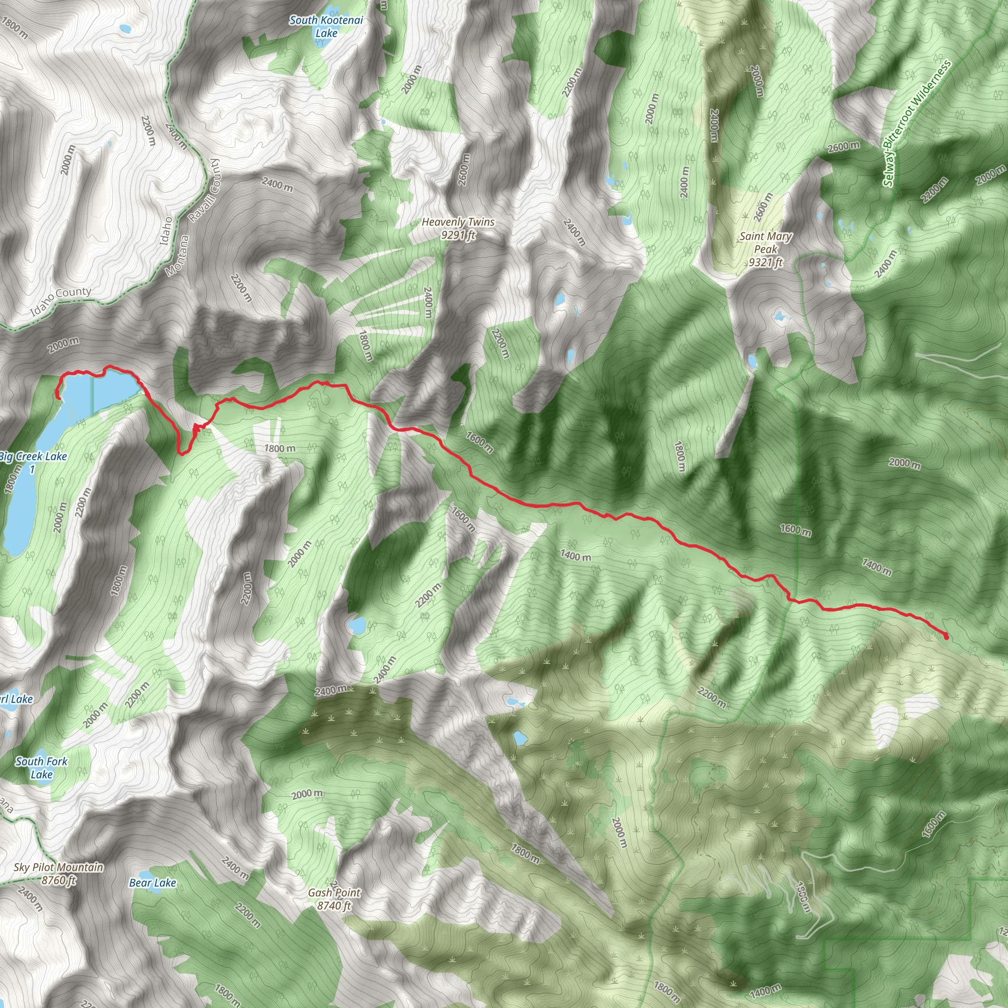Big Creek Lakes and Big Creek Trail mobile static map