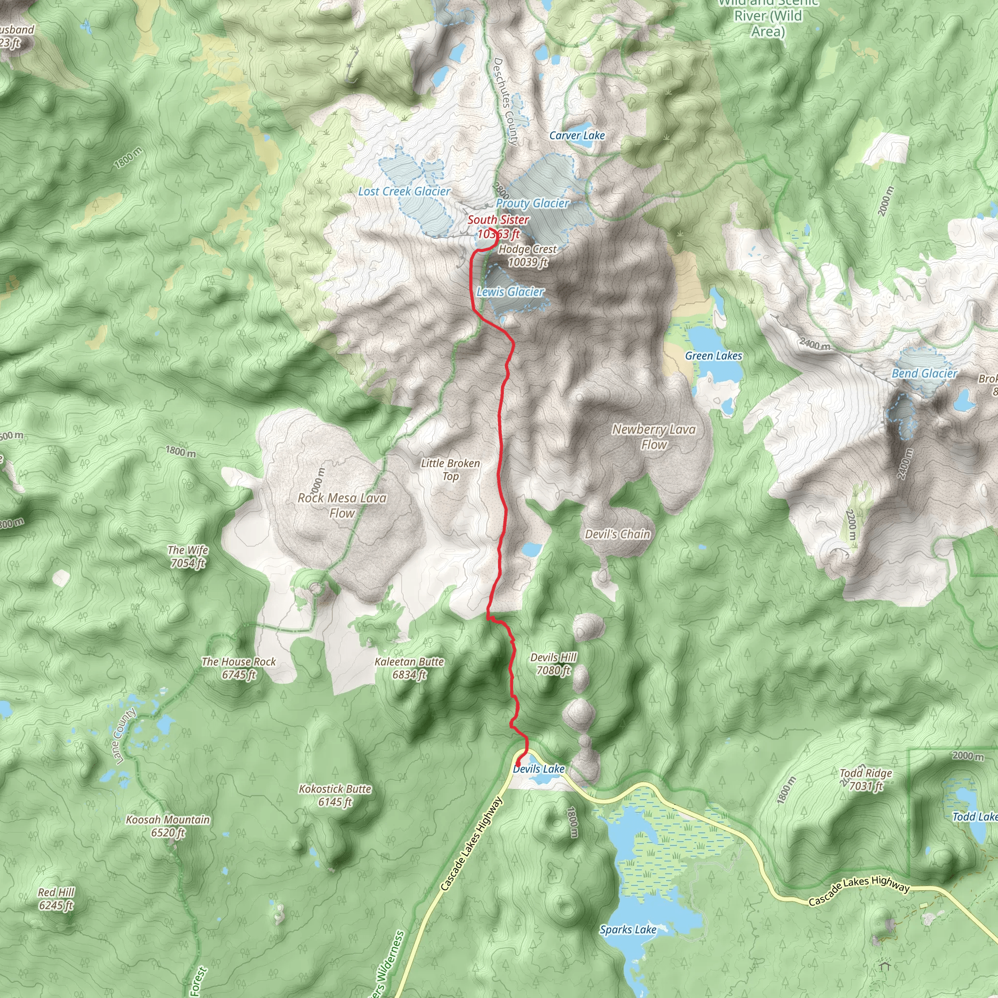 South Sister Climber Trail mobile static map