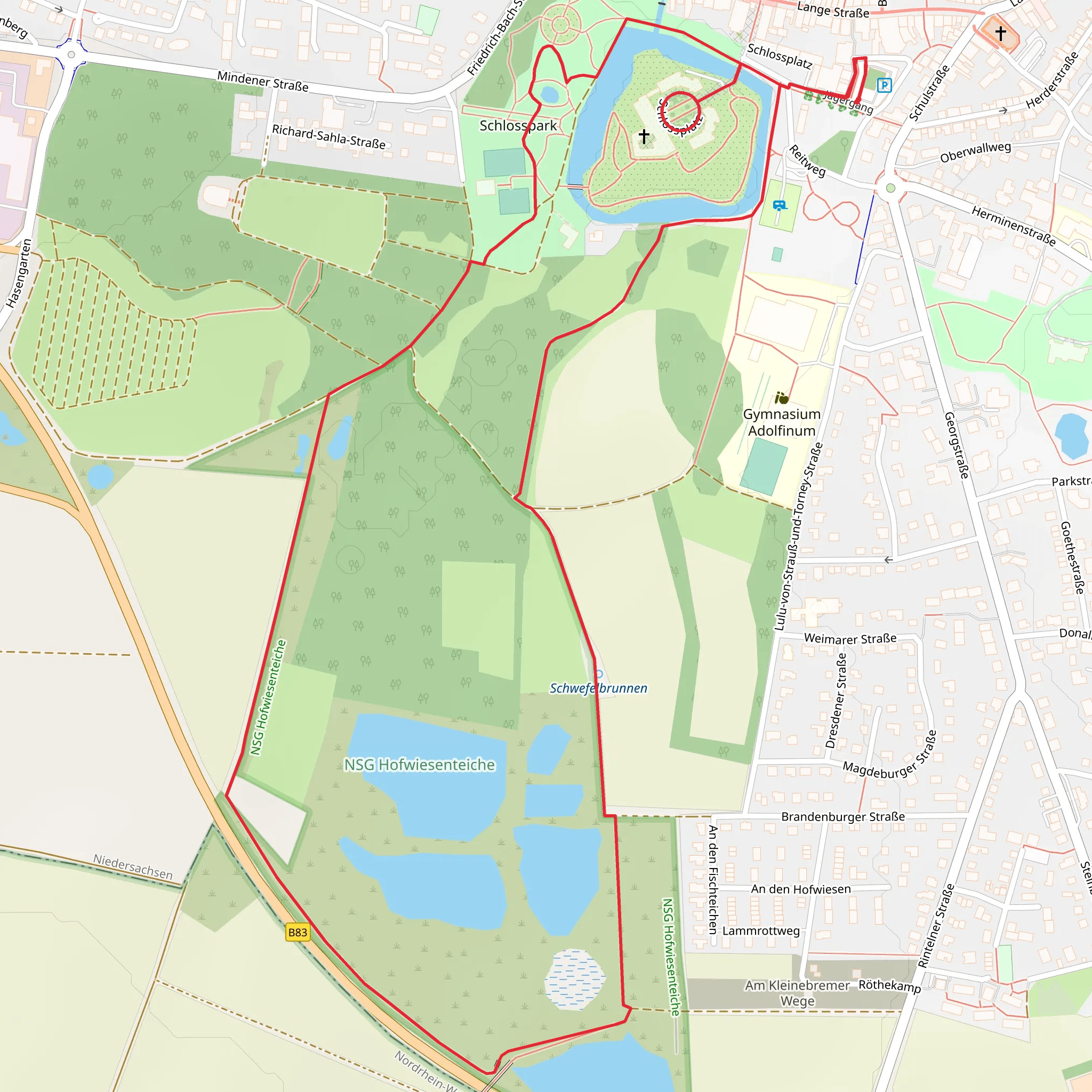 Schlossgraft via Kleinenbremen and Sigwardsweg mobile static map