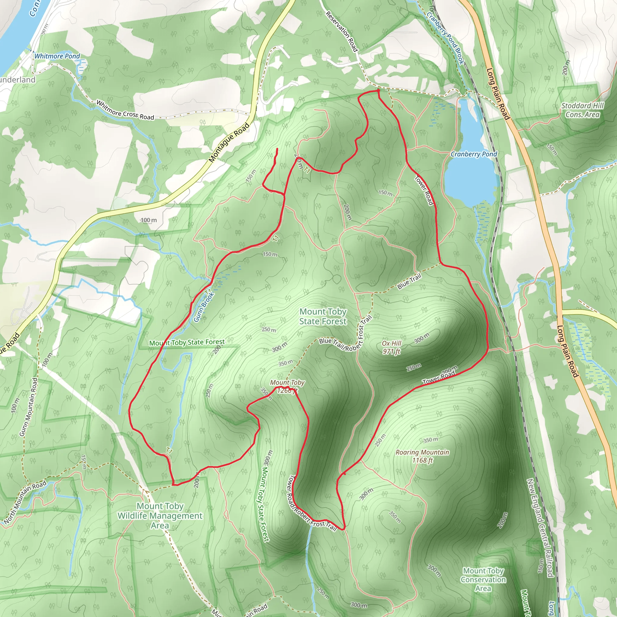 Sugar Farms Trail and Mount Toby Loop Trail mobile static map