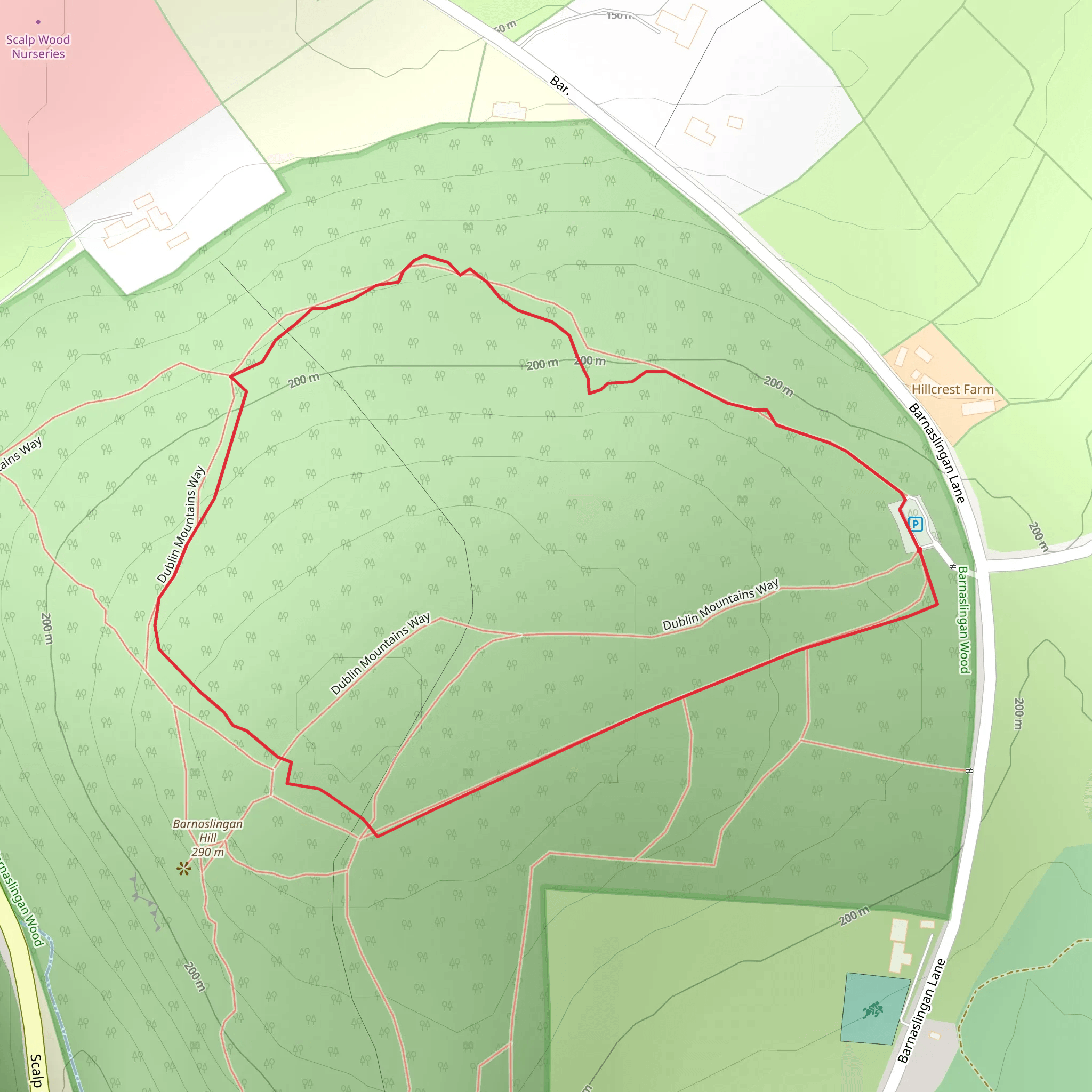 Barnaslingan - Scalp Lookout Trail - Red mobile static map