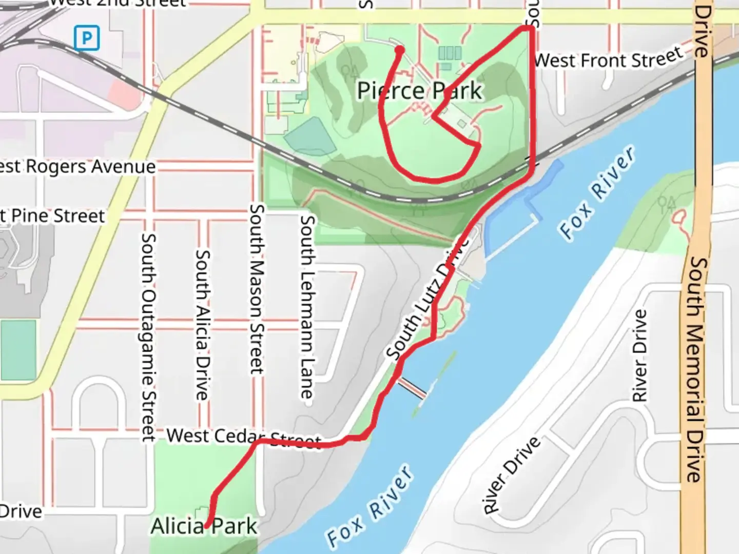 An image depicting the trail Pierce Park to Lutz Park Walk and its surrounding area.