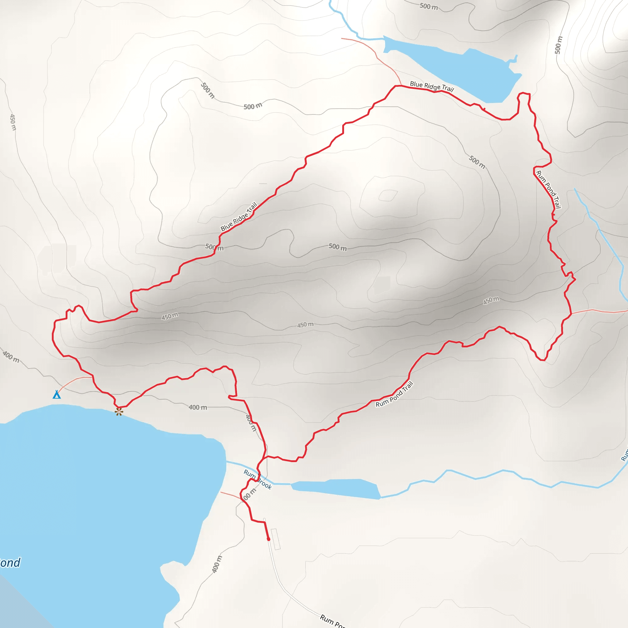 Blue Ridge Trail and Rum Pond Trail Loop mobile static map