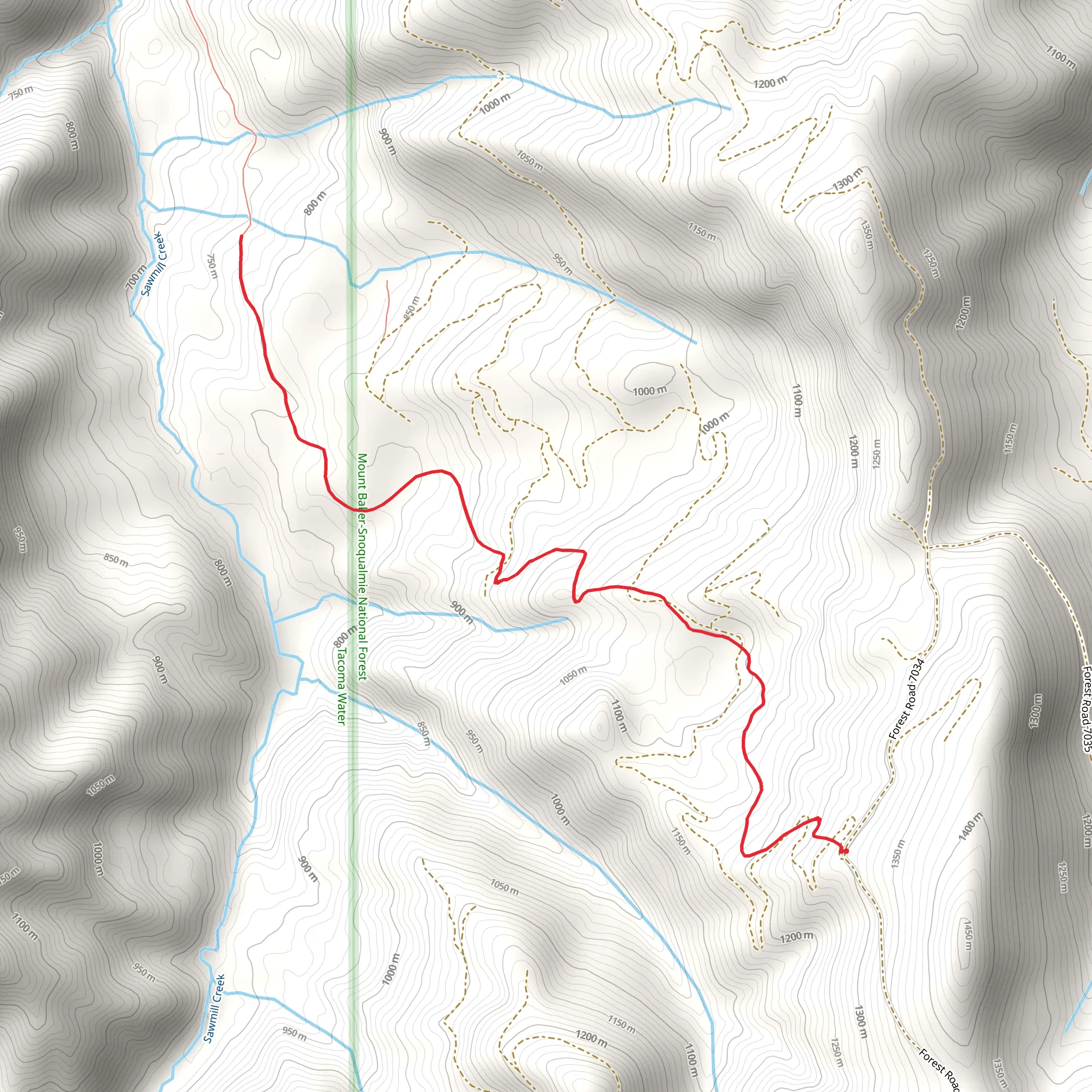 Sawmill Ridge Trail mobile static map