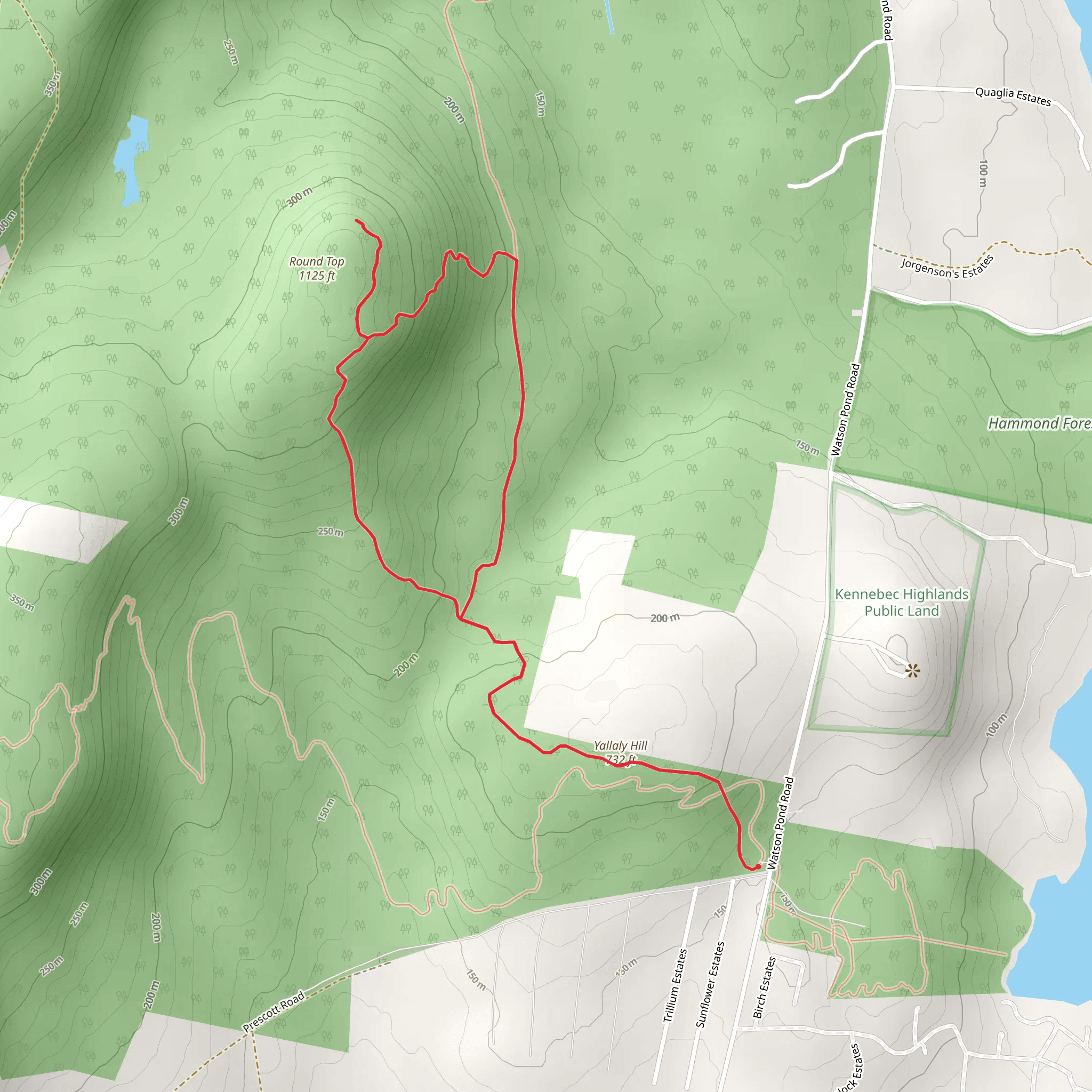 Yallaly Hill and Round Top Loop mobile static map