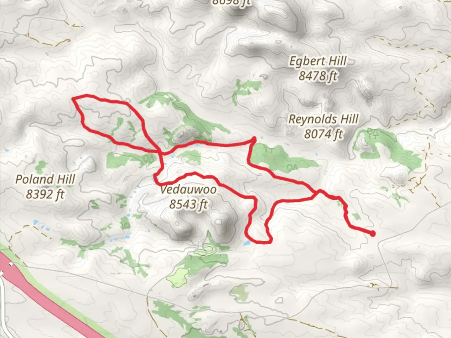 An image depicting the trail Valley Massif and Phallic Loop Trail and its surrounding area.
