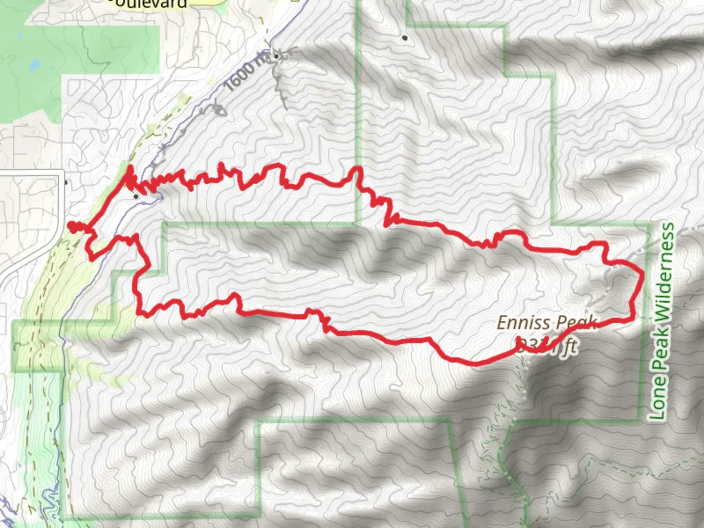 An image depicting the trail Cherry Canyon Logging Trail and Trail of the Eagle Loop and its surrounding area.