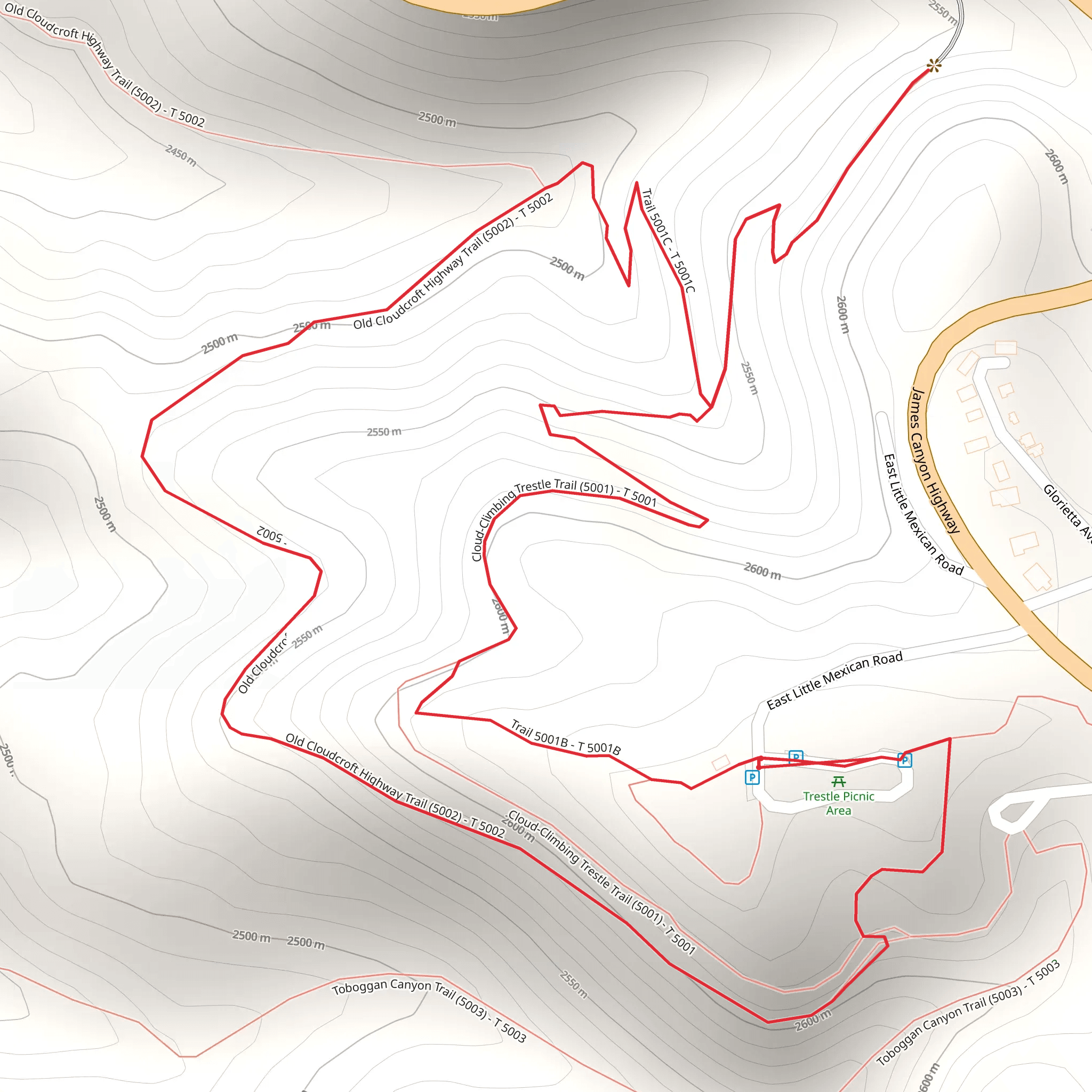Old Cloudcroft Highway Loop Trail mobile static map