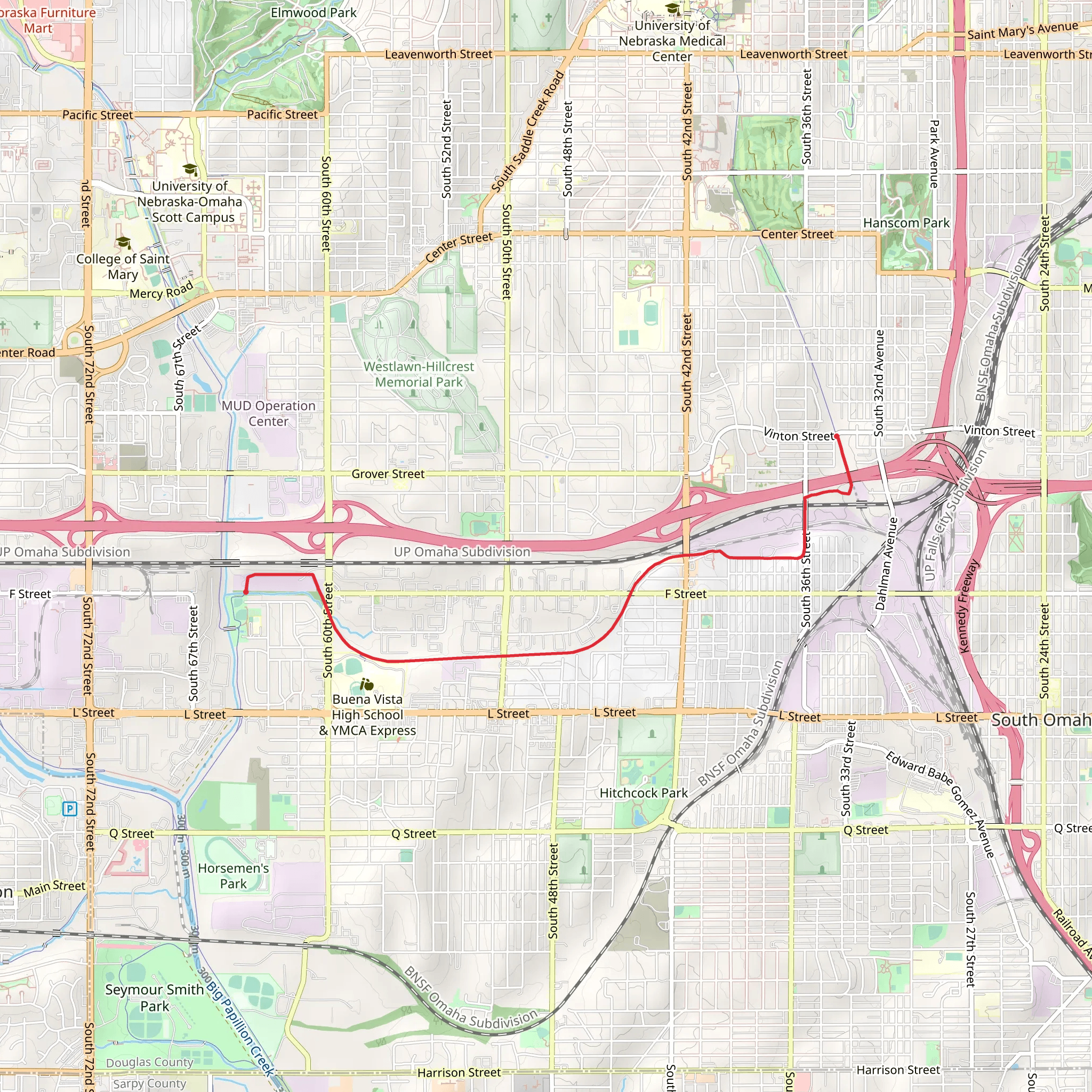 South Omaha Trail - Karen Park mobile static map