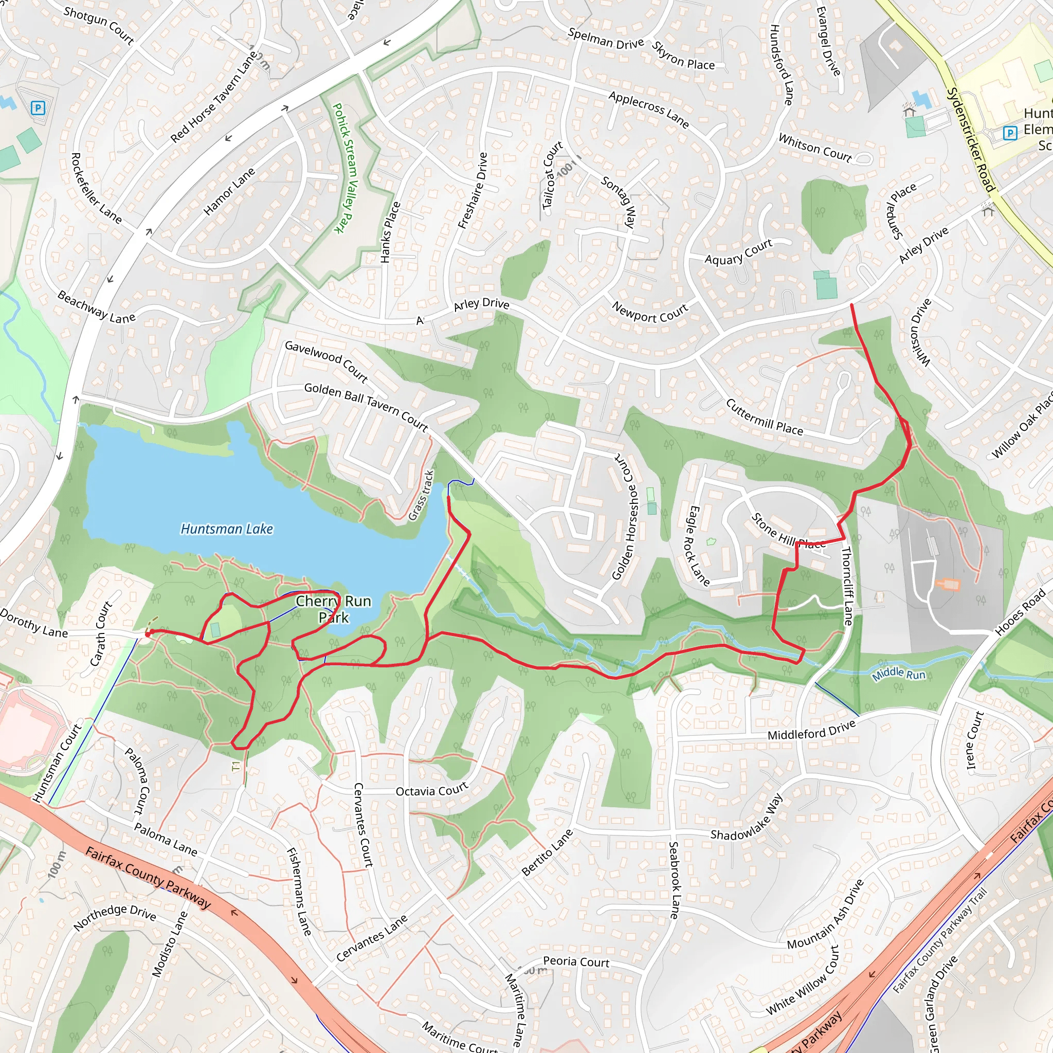 Huntsman Lake and Middle Run Walk mobile static map