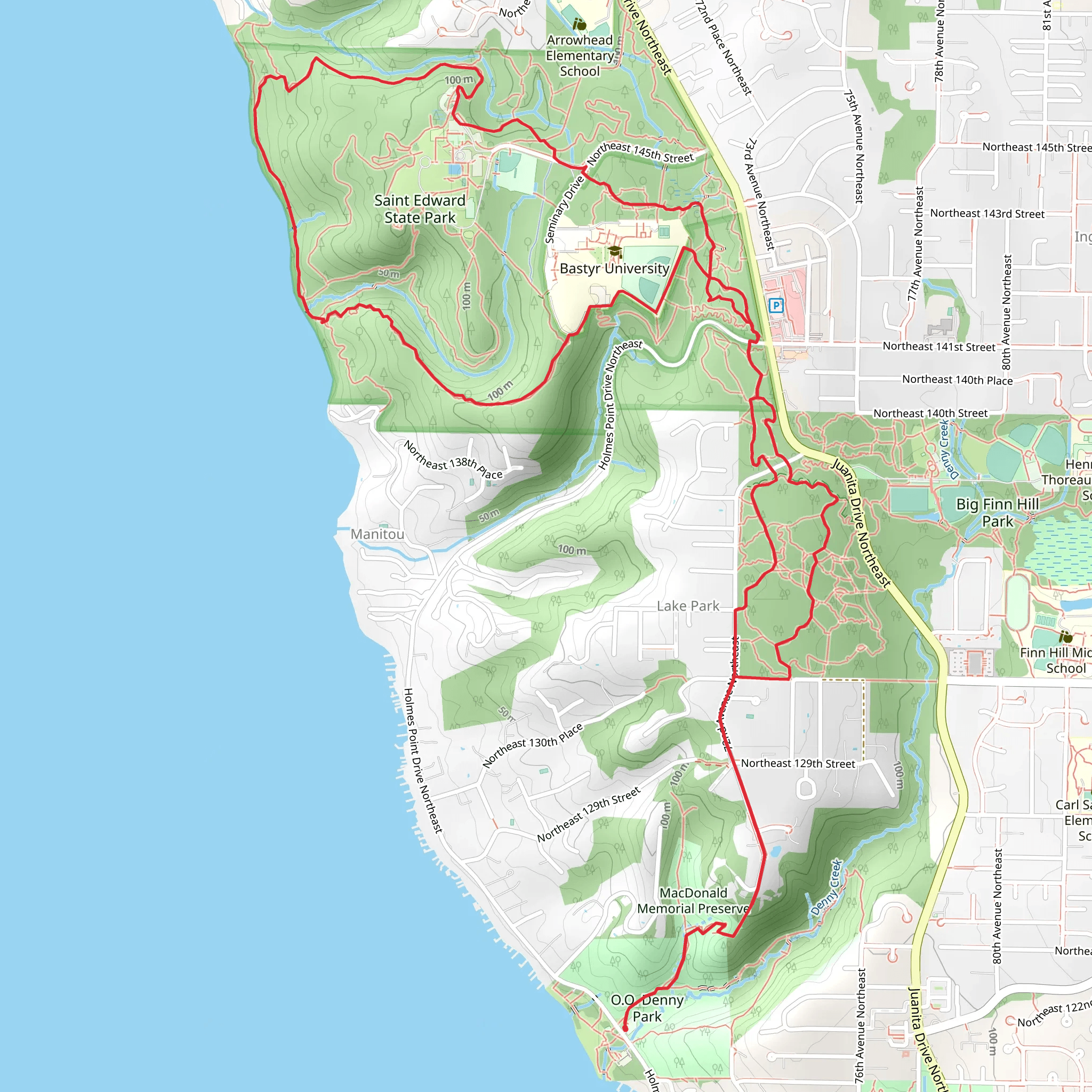 St Edward Beach and St Edward State Park Loop mobile static map