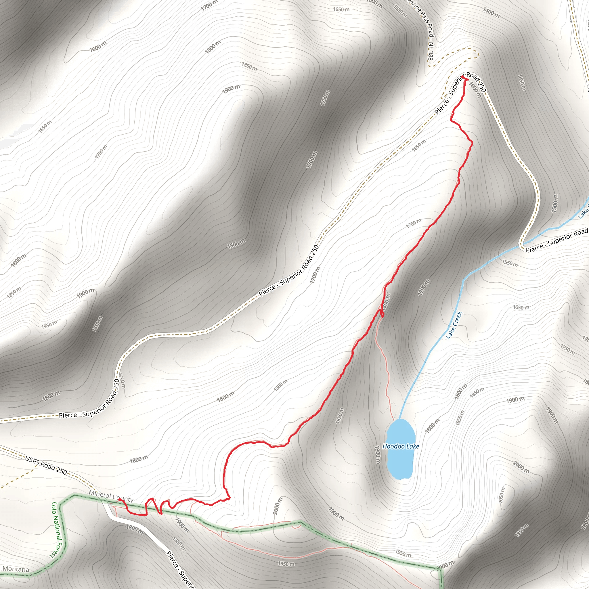 Hoodoo Lake Trail mobile static map