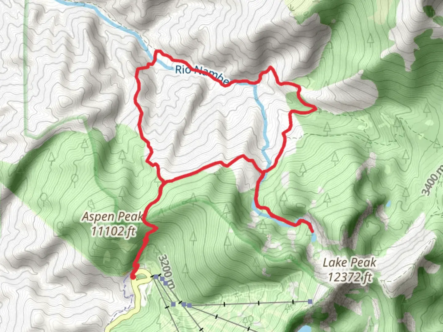 An image depicting the trail Winsor, Rio Nambe and Nambe Lake Loop Trail and its surrounding area.