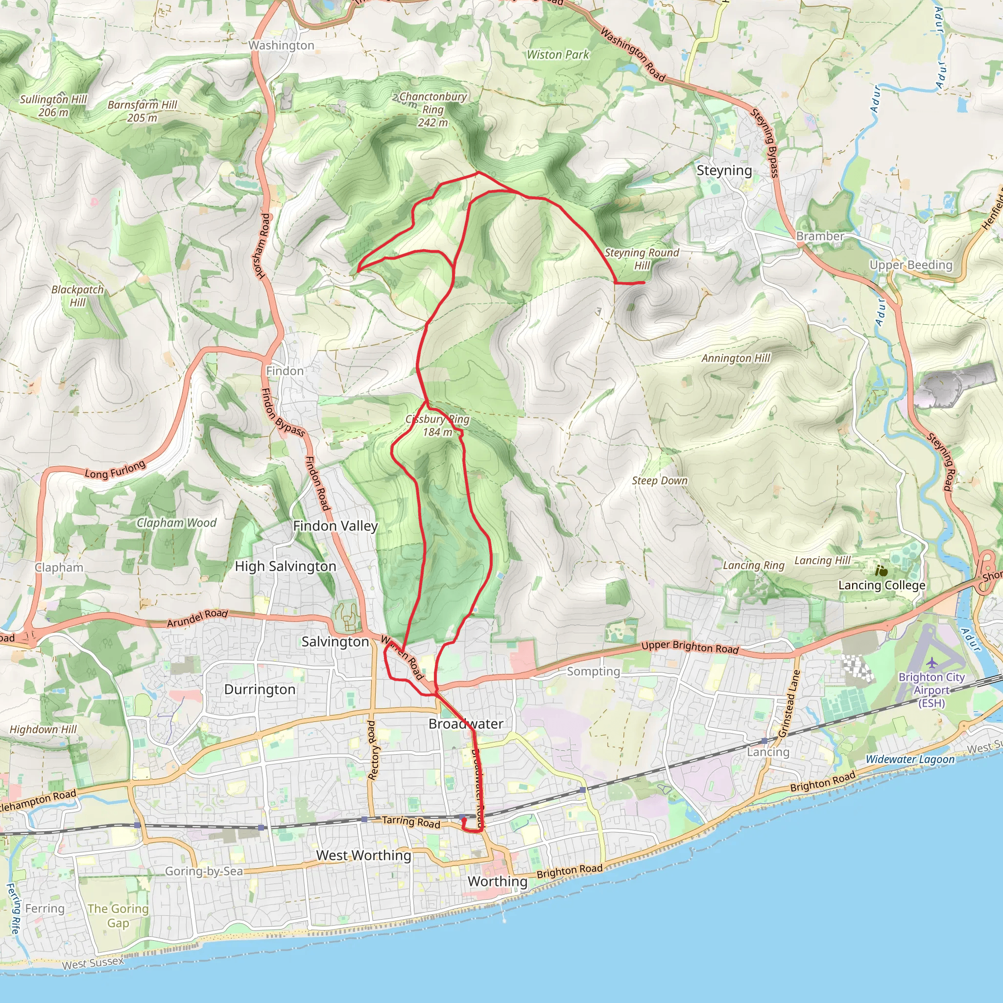 Cissbury Ring and Buddington Bottom Loop mobile static map
