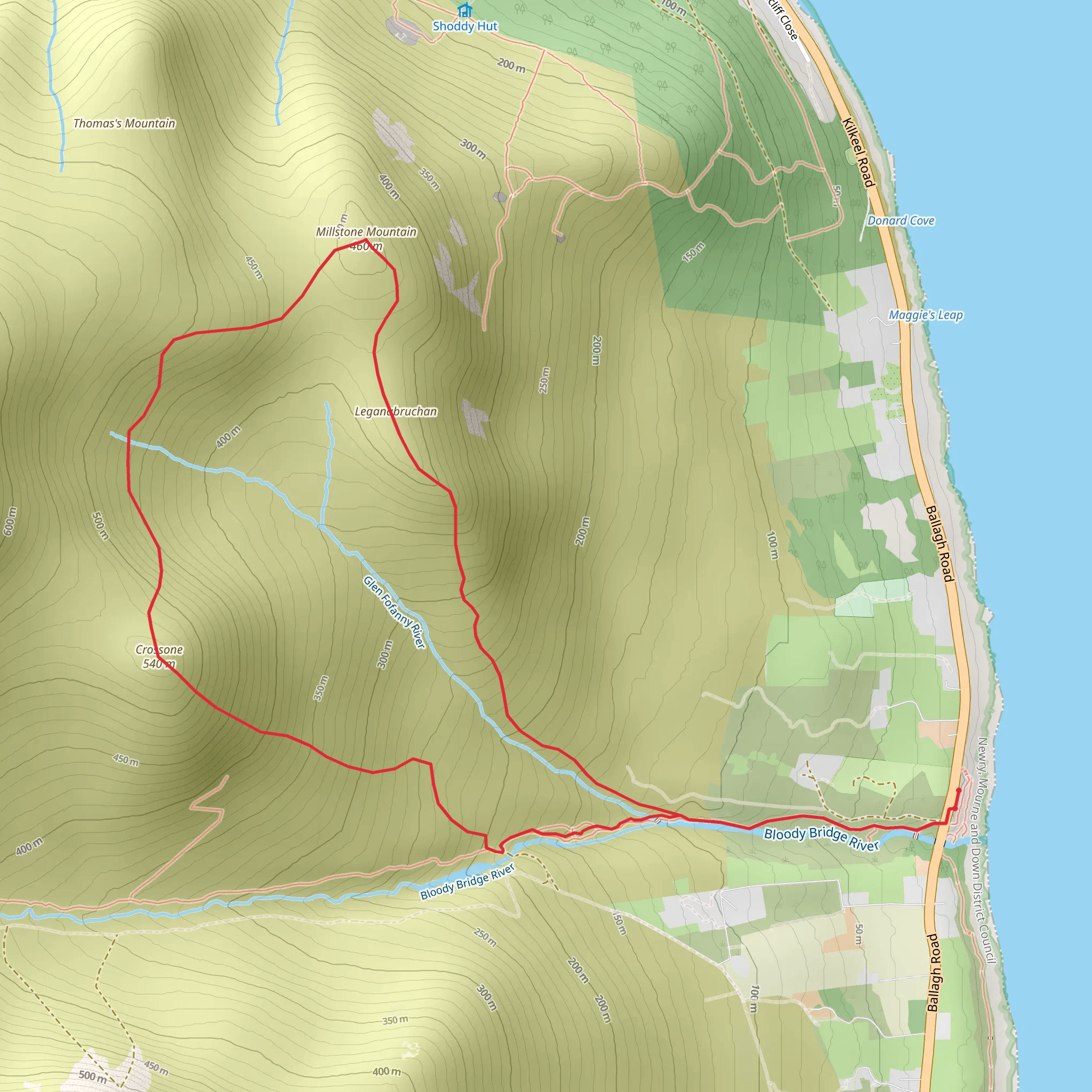 Crossone and Millstone Loop from Newcastle mobile static map