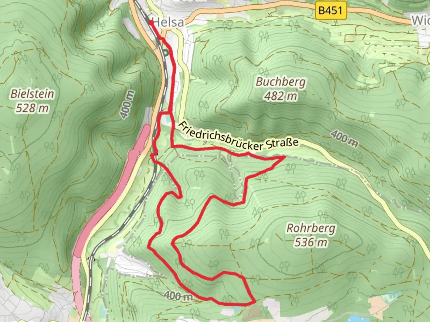 An image depicting the trail Helsa Loop and its surrounding area.